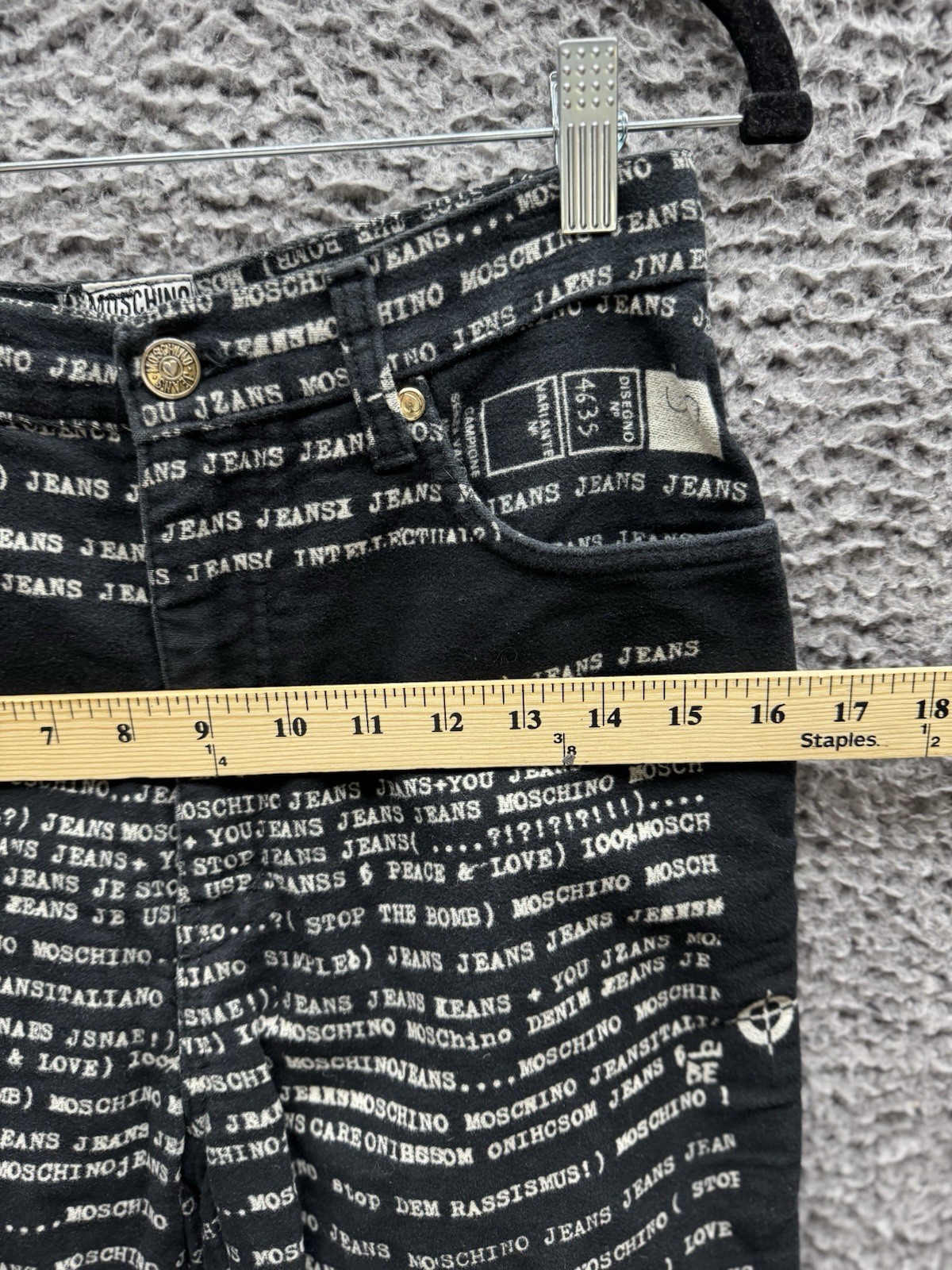 Vintage Moschino 90’s All Overprint Jeans Pants Size 30 in Black