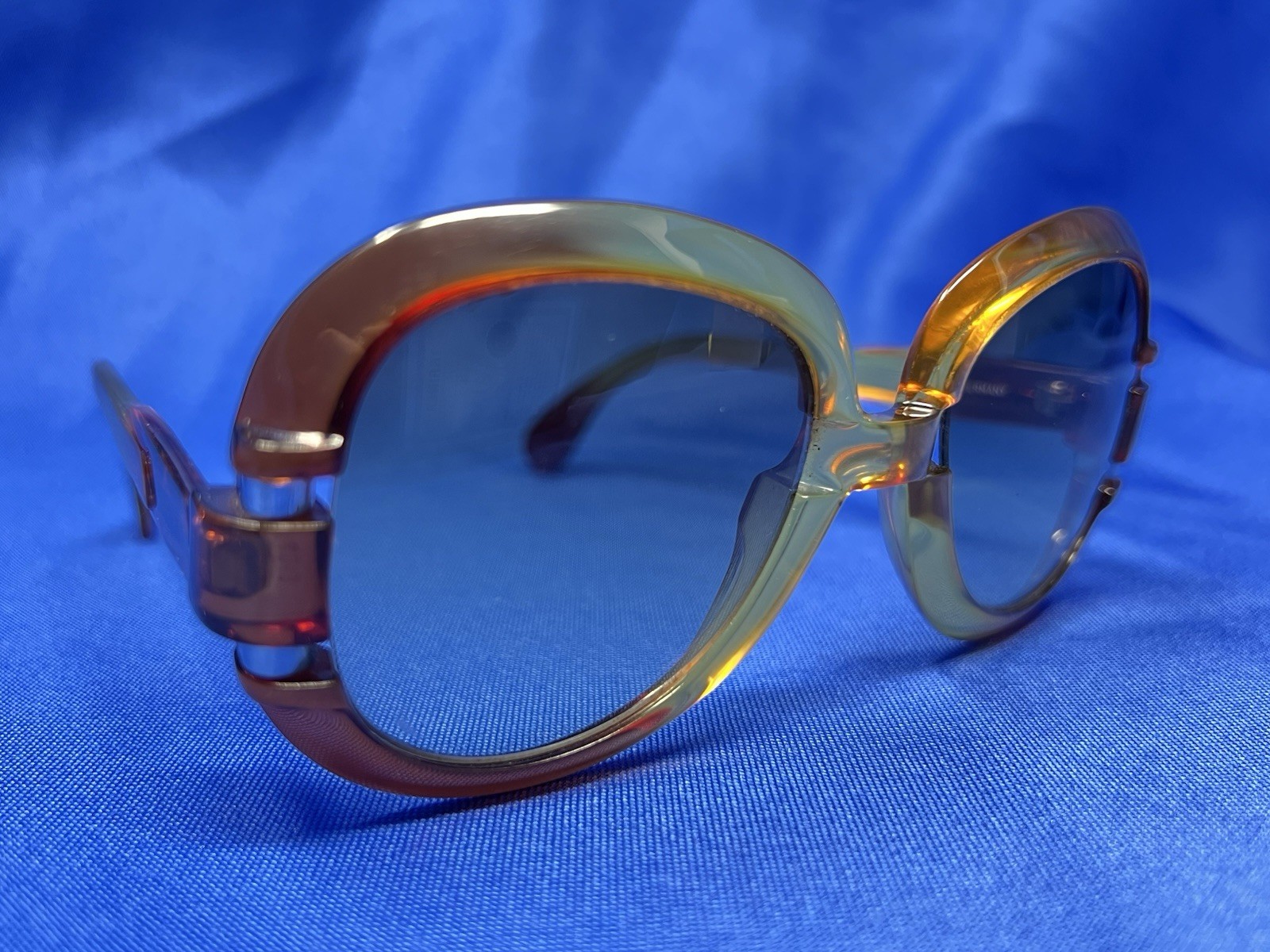 1980s VTG Saphira 4013 Translucent Amber Optyl Sunglasses GERMANY US SELLER READ