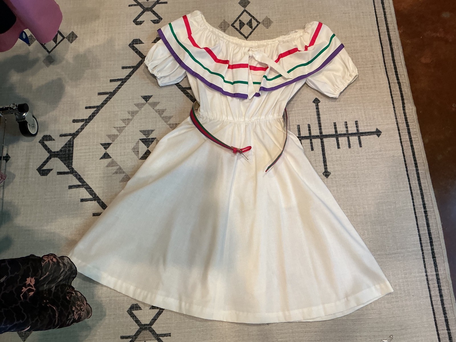 70s Applause II Marge Kane Belted dress off the shoulder Tag 12 STANDOUT
