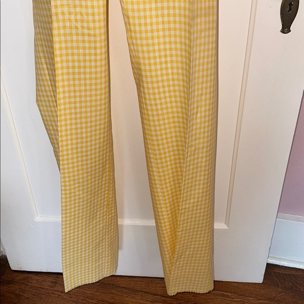 NWT Vintage 70s Izod Yellow & White Checked Polyester/Cotton Pants