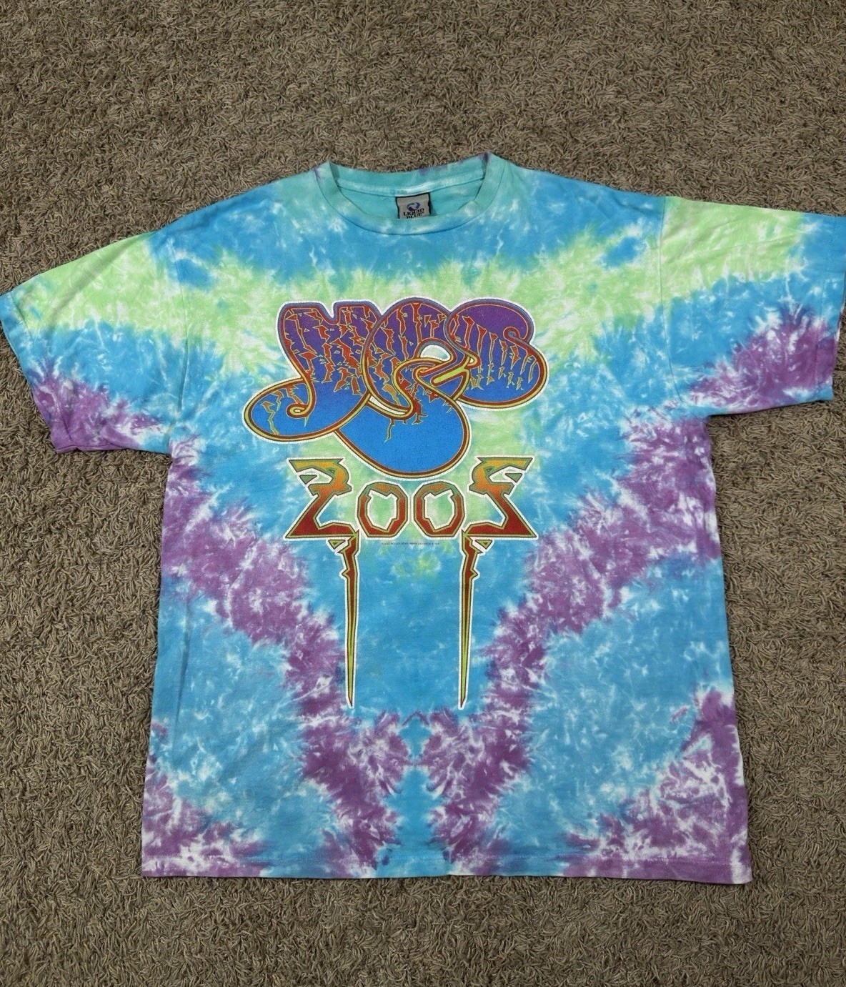 Vintage Y2K YES 2002 TIE DYE T SHIRT CONCERT Tour LIQUID BLUE Mens Size XL