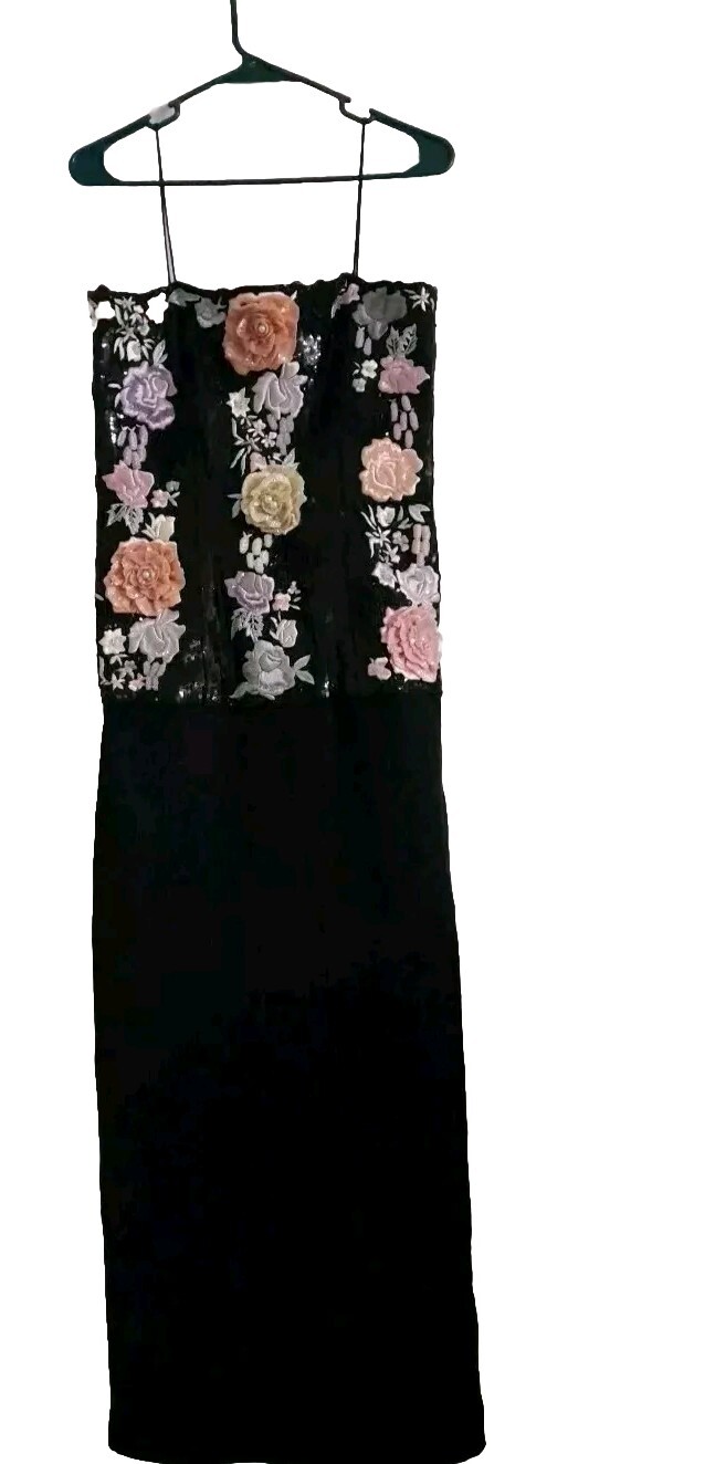 Stunning Vintage 80s Capriccio Beaded Embroided Dress Size 6 Incredibly Detailed