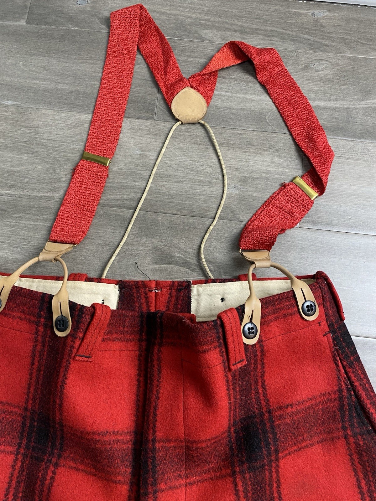 Vintage Sears Wool Hunting Pant 36×32 Jc Higgins Plaid Check Red Knickerbocker
