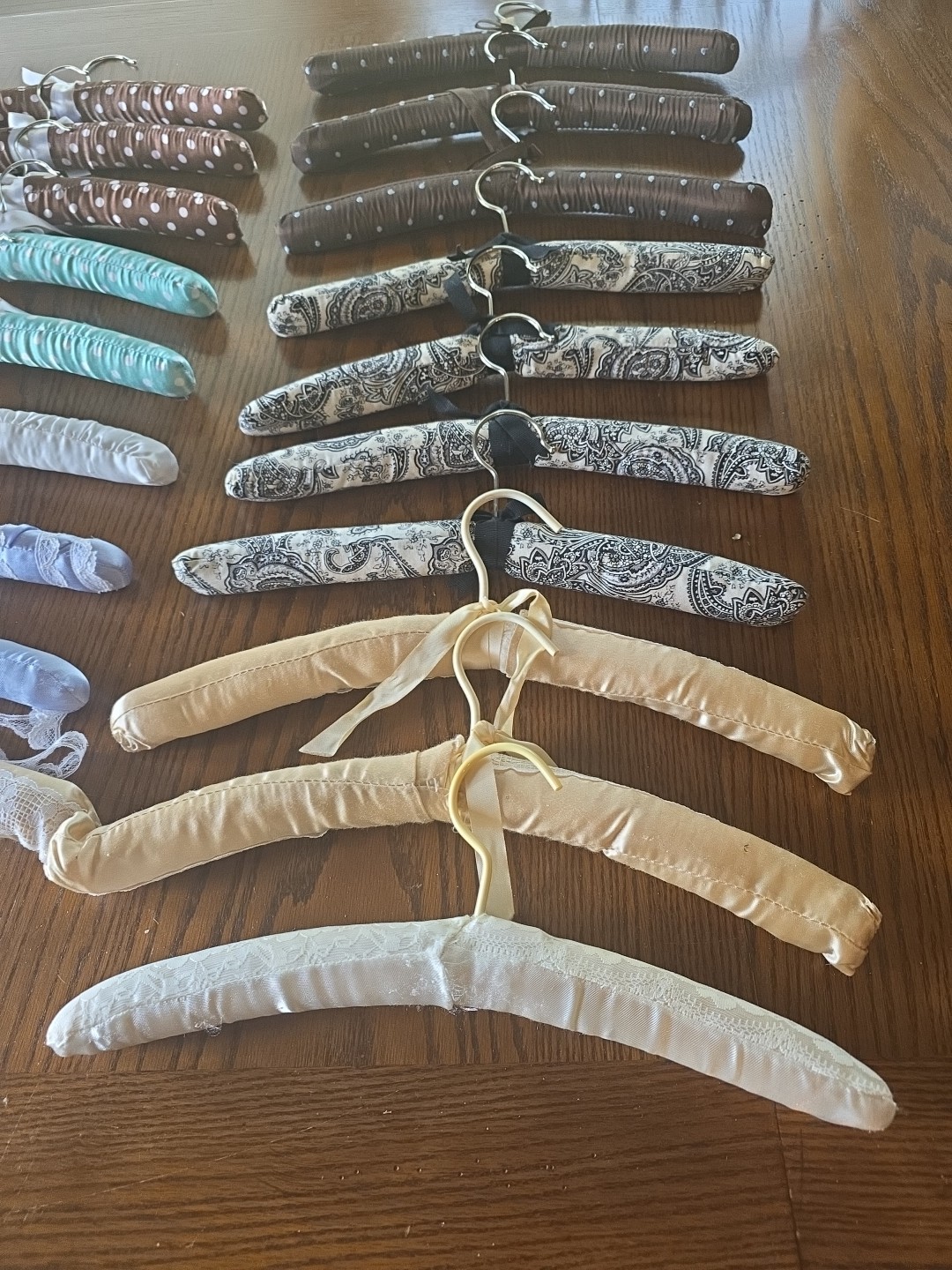 Vintage Padded Silk Satin Clothes Hangers Lot of 19 Multiple Colors