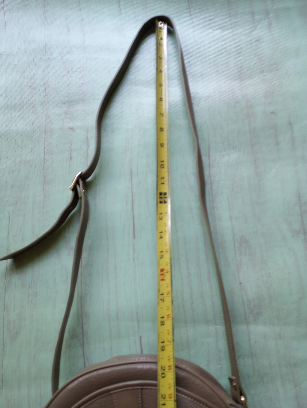 CHAUS CROSSBODY SHOULDER BAG Tan Textured LEATHER Made in Korea
