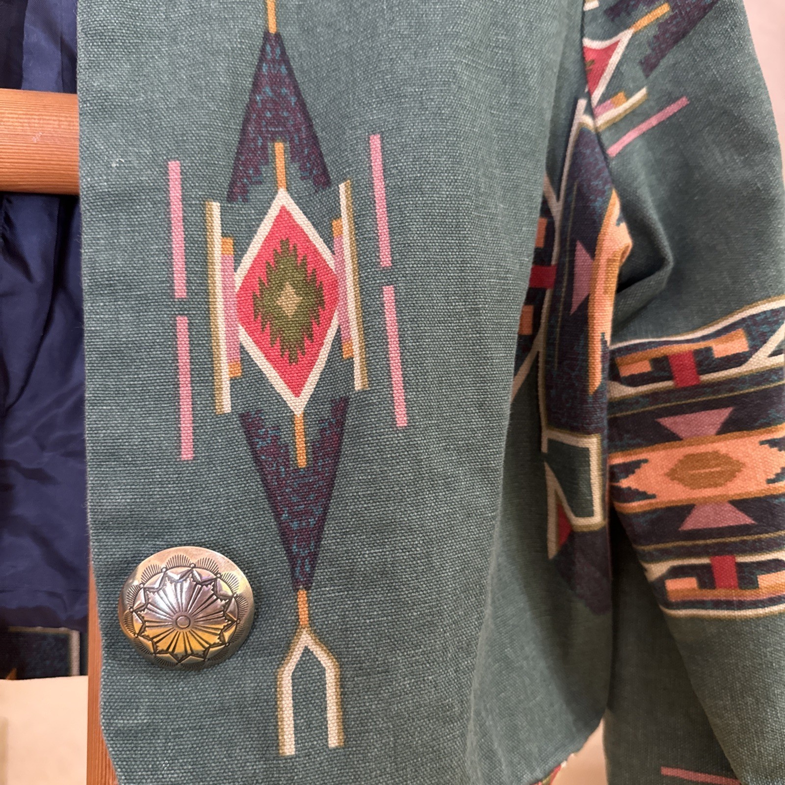 WRAPS SOUTHWESTERN Double Ranch Short JACKET Vtg 80’s Silver Concho Texas L