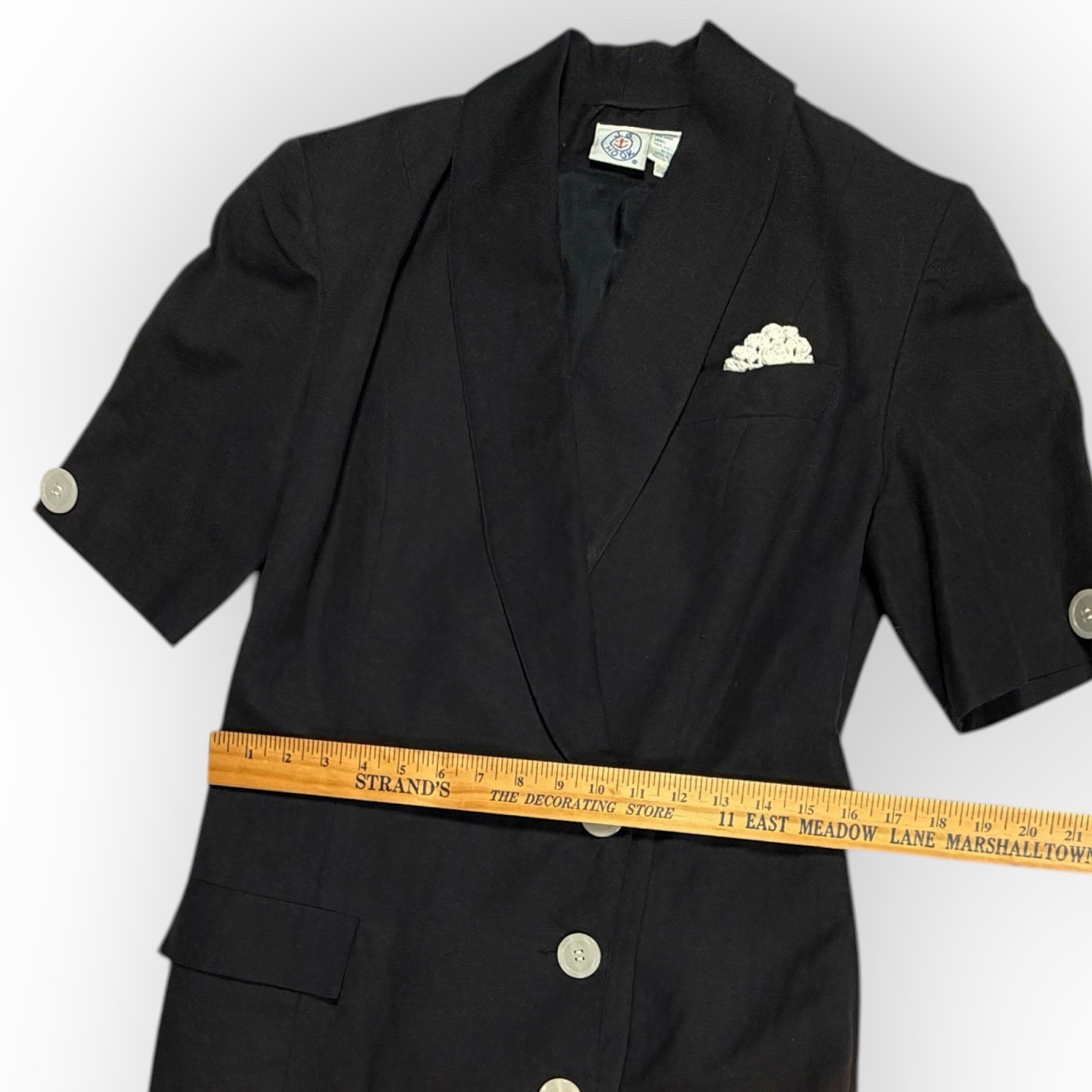 vtg 80s JG HOOK black dress 4 linen cotton nautical retro business Lined Pocket