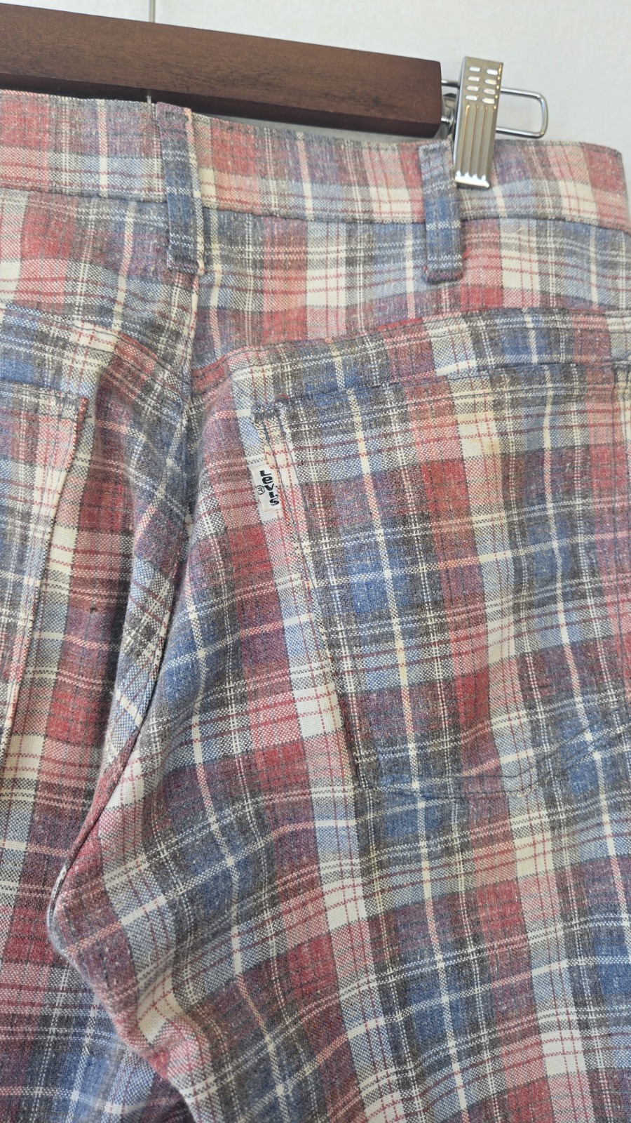 VTG Levi’s Plaid Disco Pants Mens 60s 70s Flare Leg Trousers