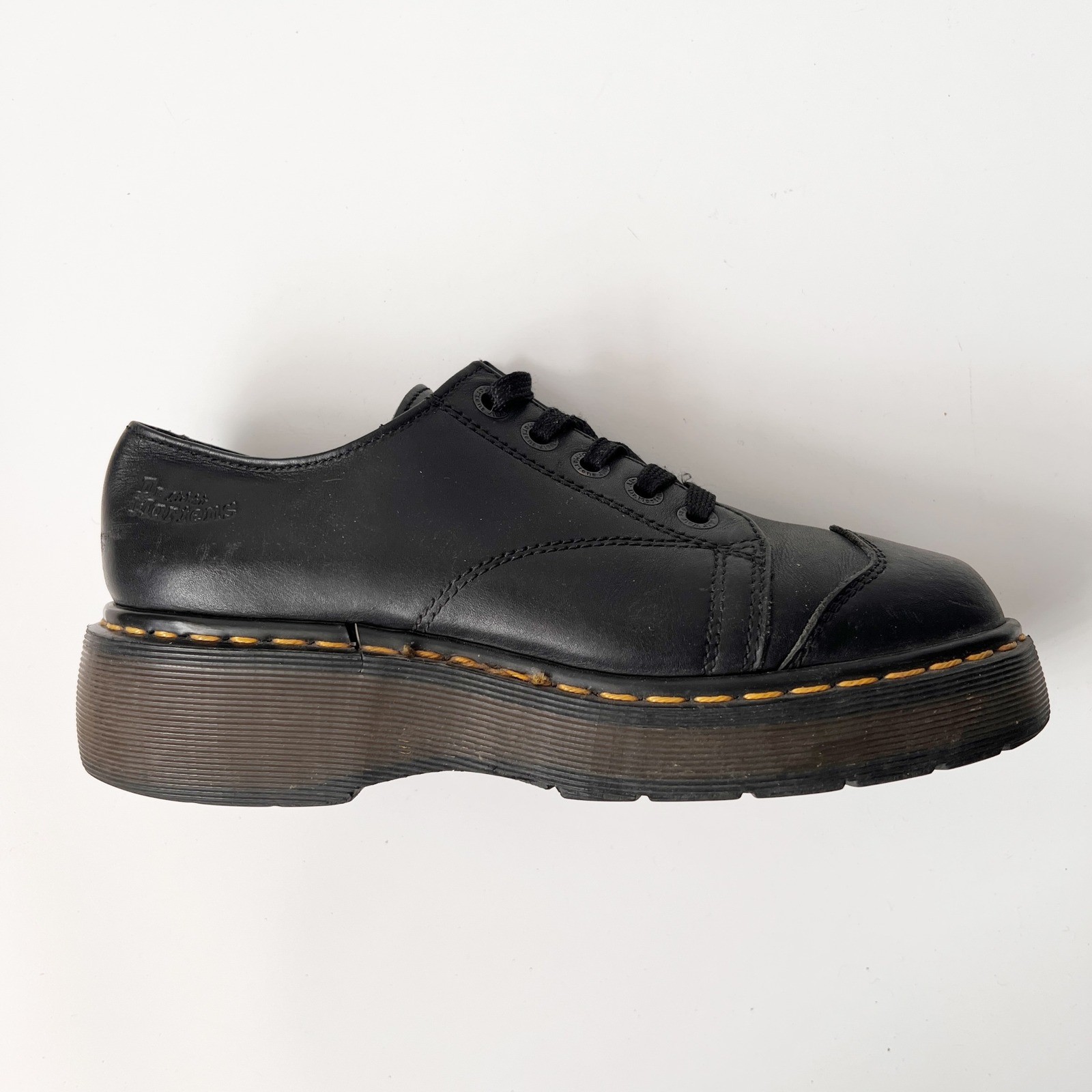 Vintage Dr. Martens Platform Oxfords Brown Leather Chunky Mary Jane Boots Size 9