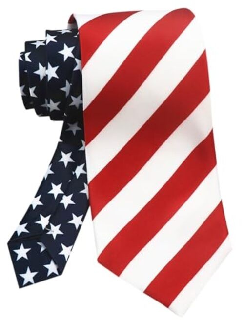 3.15″(8cm) Fashion Striped Ties Mens Plaid Flower One Size Red Blue White Flag