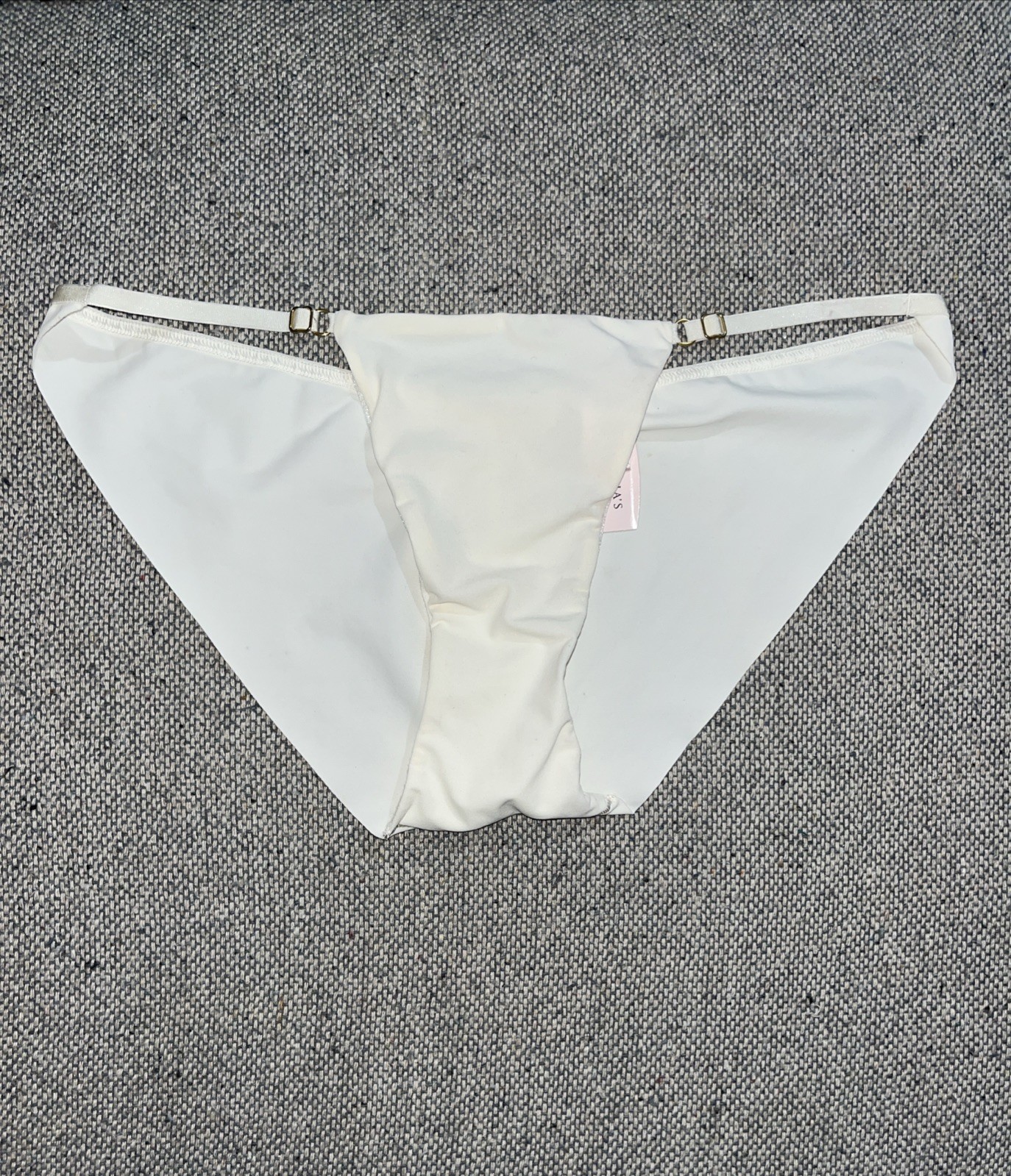 Victoria’s Secret Smooth Sexy Gold Rings Ivory String Bikini Sissy Panties L XL