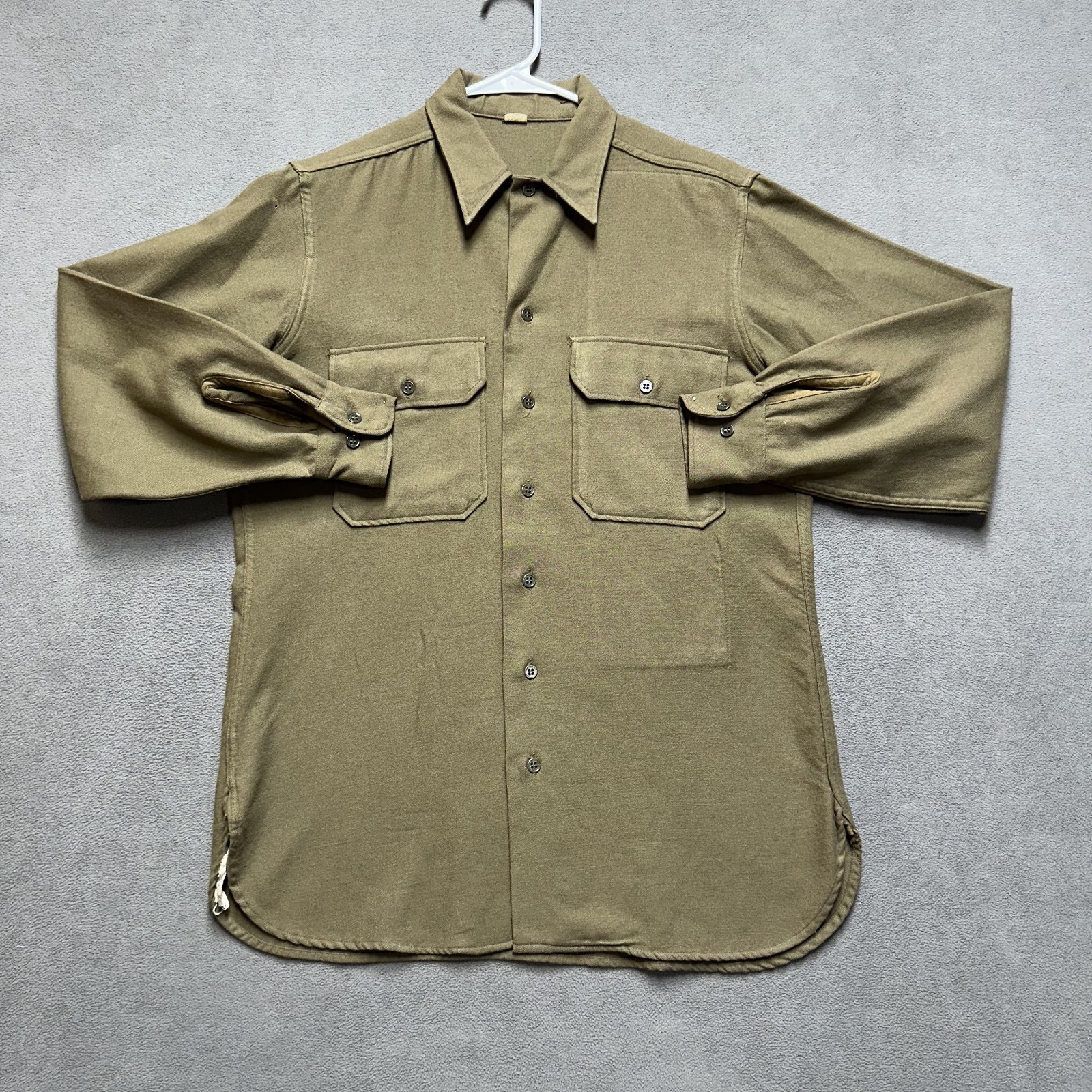 Vintage WWII US Army M1937 M37 Wool Combat Field Shirt 15.5-34 Gas Flap GUC
