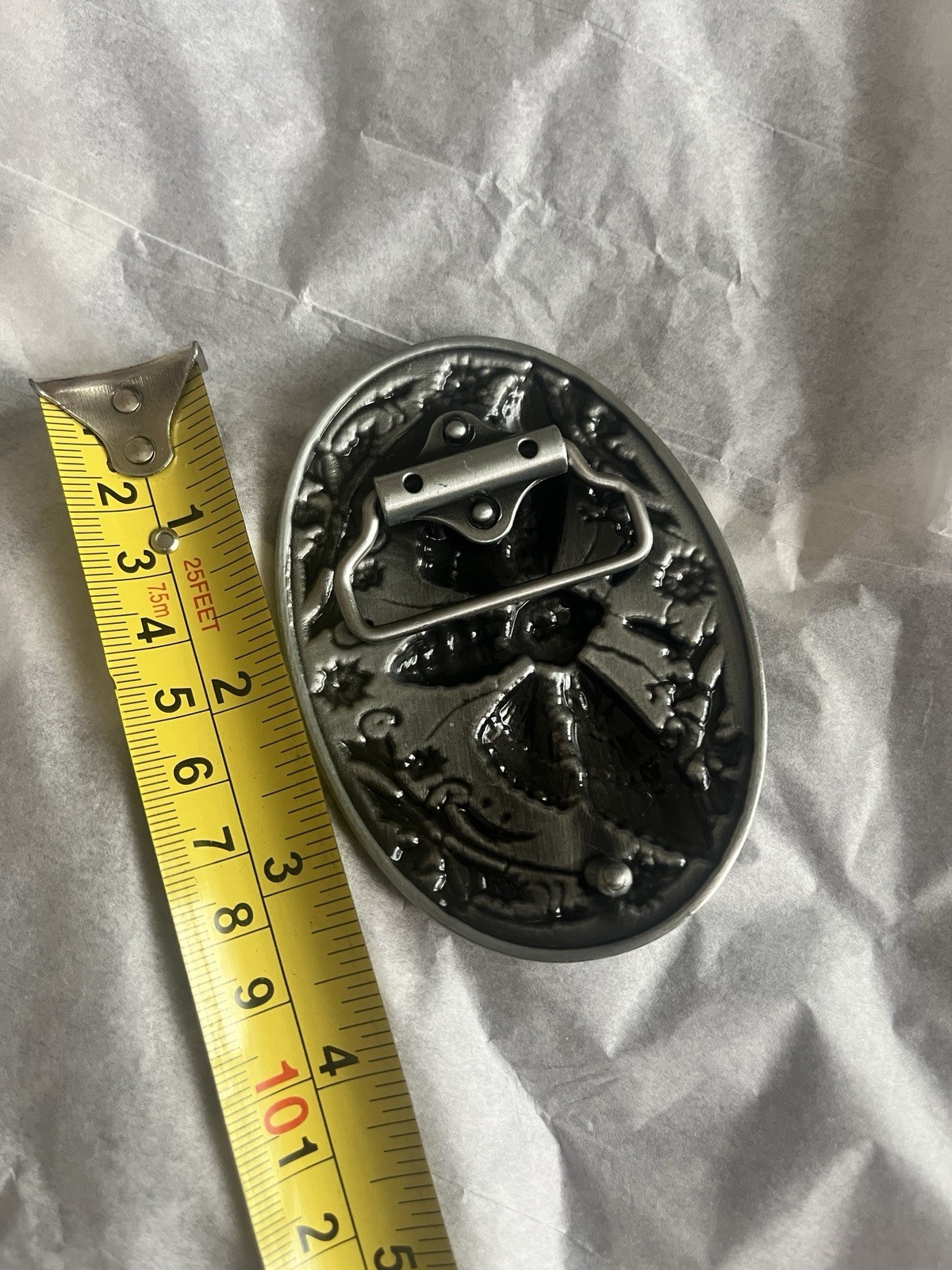 New Antique Silver Toned Moth Skull Belt Buckle Punk Y2K 3D Press