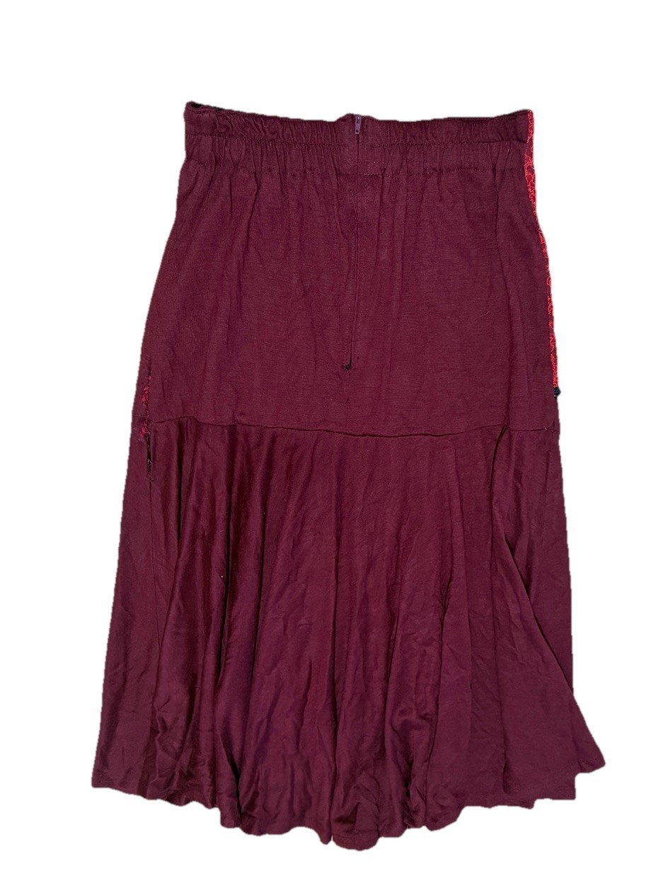 Korinex Paris France Vintage Skirt Burgundy Maroon Lace Midi Unique Style Rare