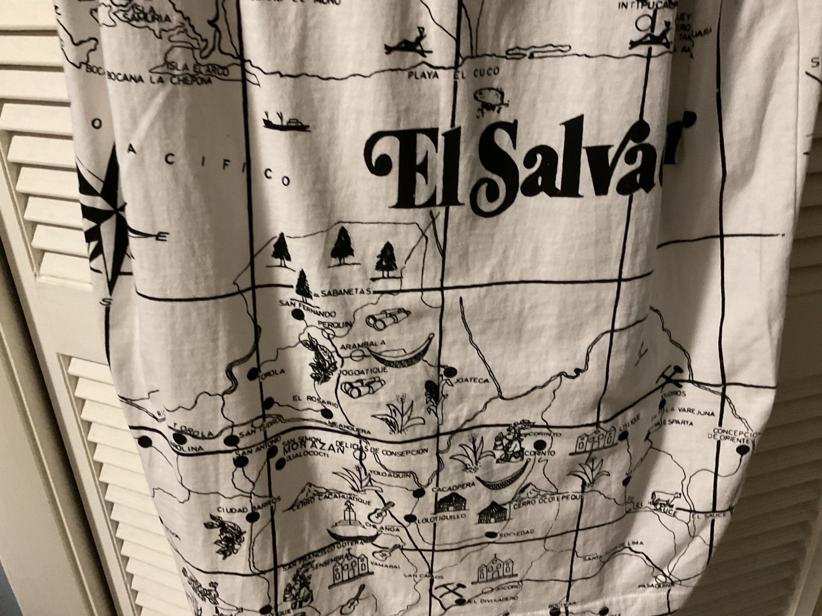 RARE Vintage Souvenir Dress Map Of El Salvador Cotton
