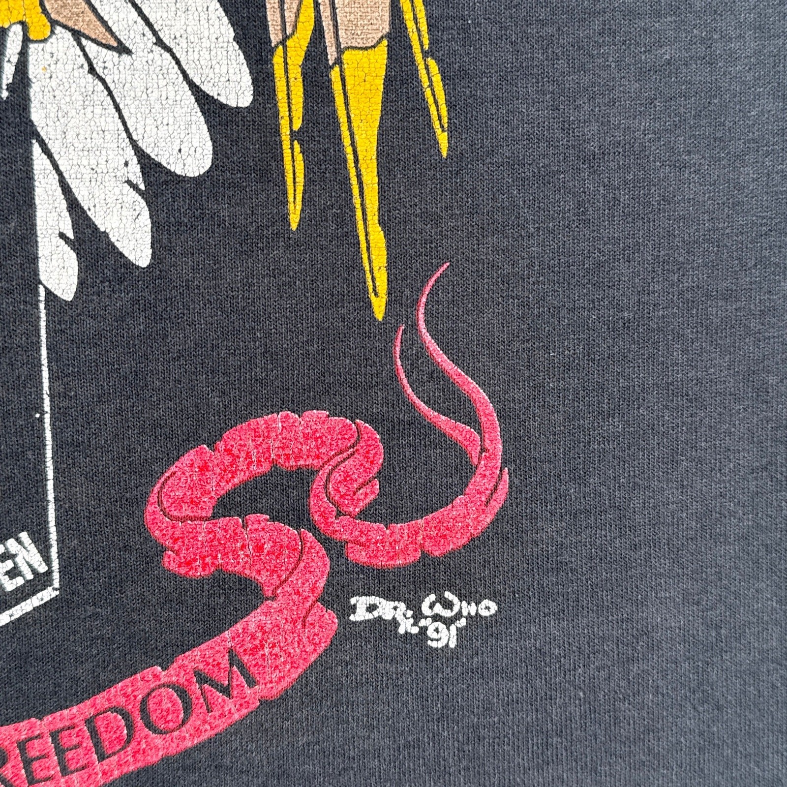 Vintage 1991 Rolling Thunder Eagle Pow Mia Graphic Tee – 2XL