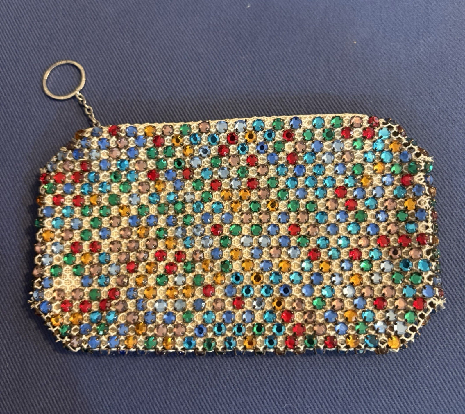 Antique Vintage Made In Czechoslovakia Rhinestone Encrusted Zip Clutch Czech