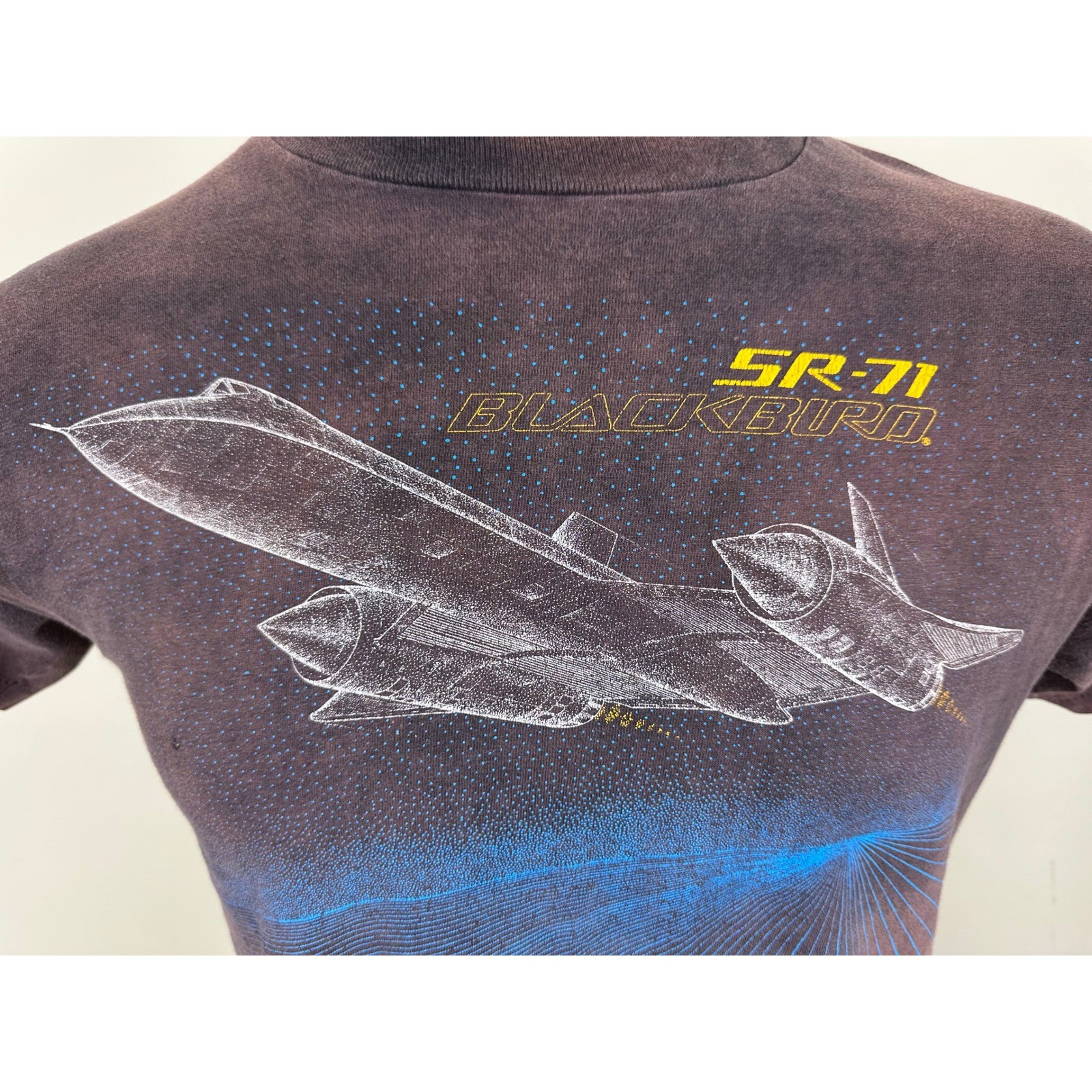 Vintage SR-71 Blackbird T Shirt Mens L Brown Single Stitch USA 80s Jet Tee