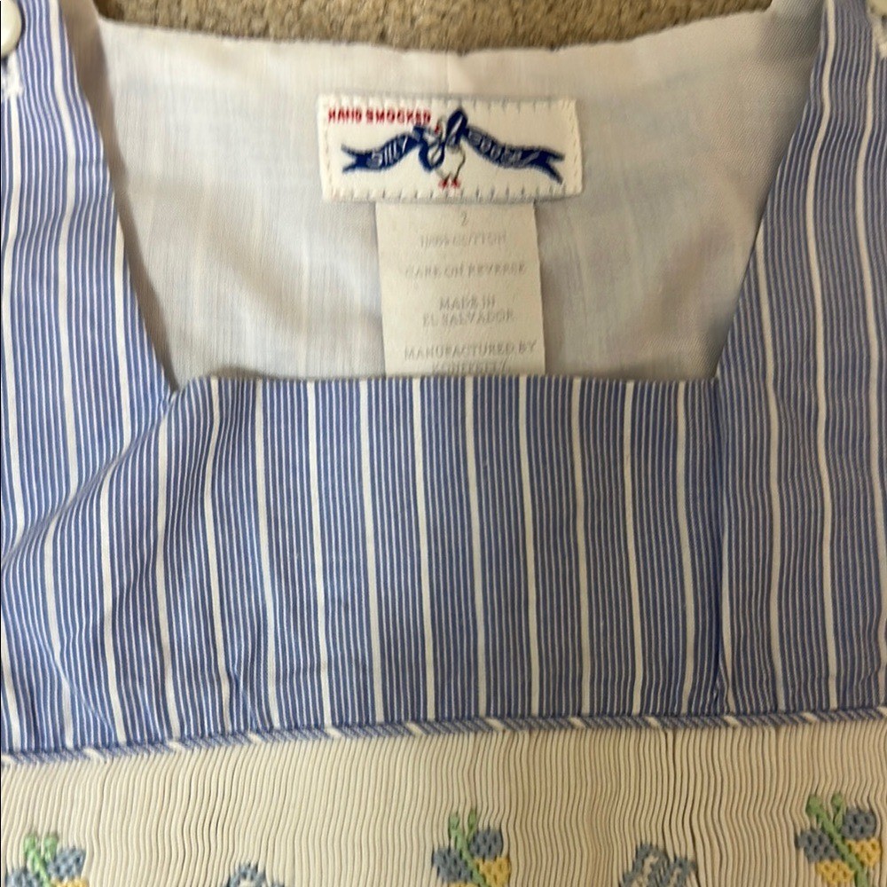 Blue and White Gingham and Striped Rompers