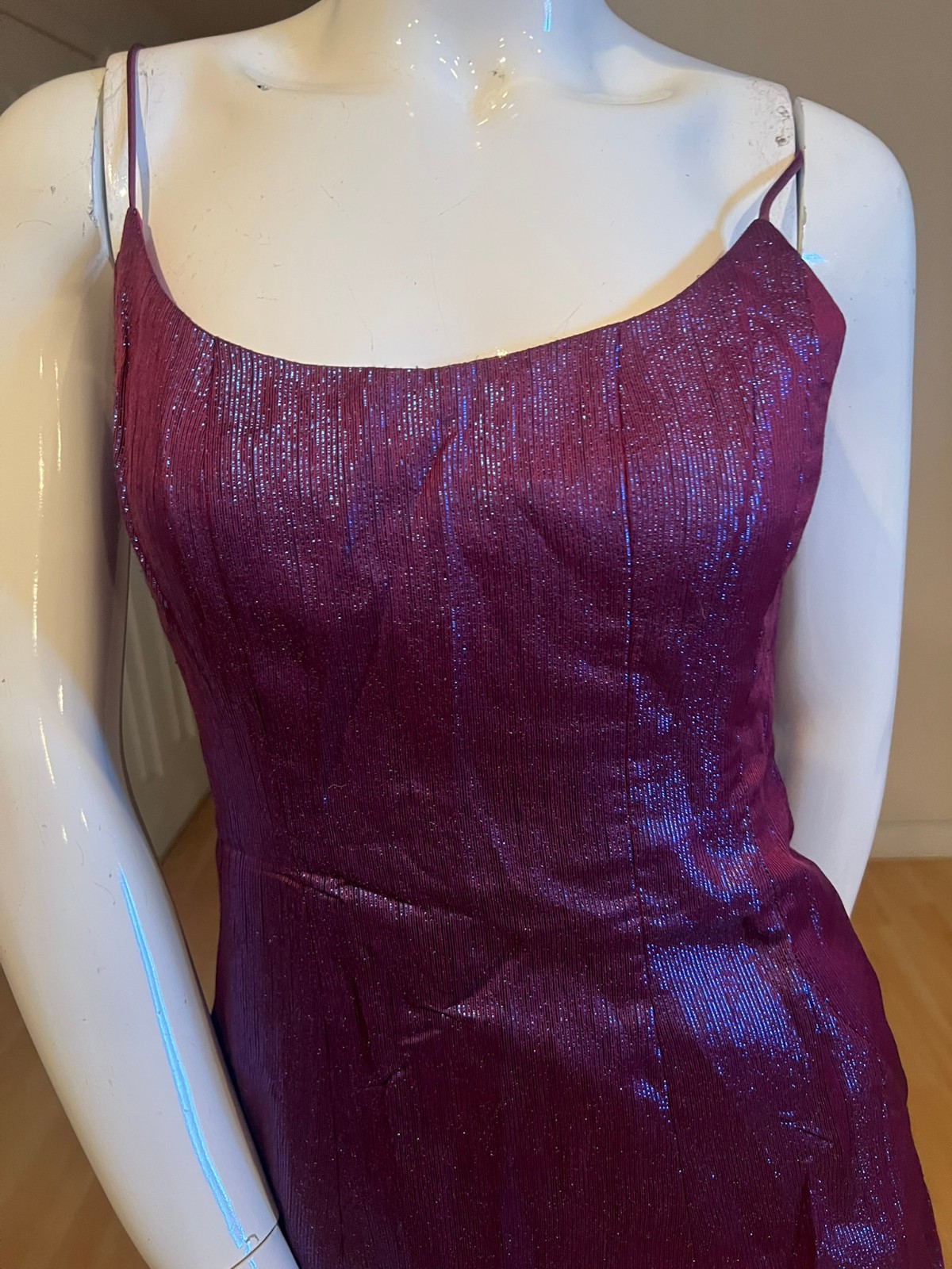 Y2K 90’S VINTAGE NICOLE MILLER IRIDESCENT MAXI DRESS GOWN SZ 6