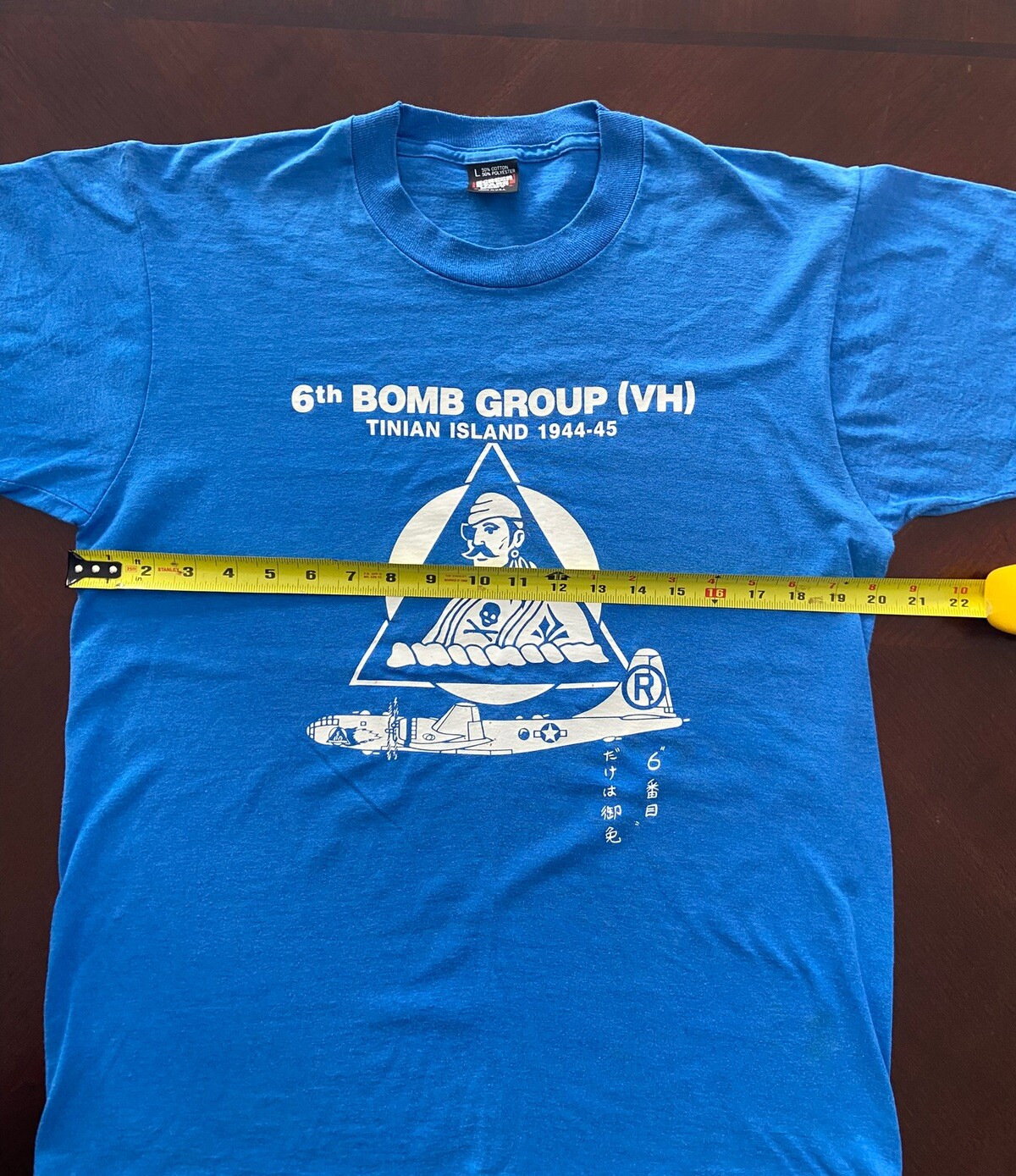 Vintage 6th Bomb Group (VH) Tinian Island 1944-45 T Shirt Single Stitch Tee Sz L