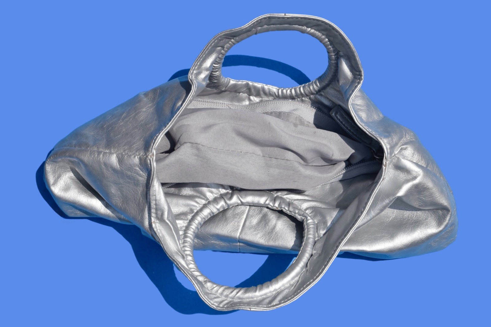 2000s Silver Metallic Slouchy Clutch Purse