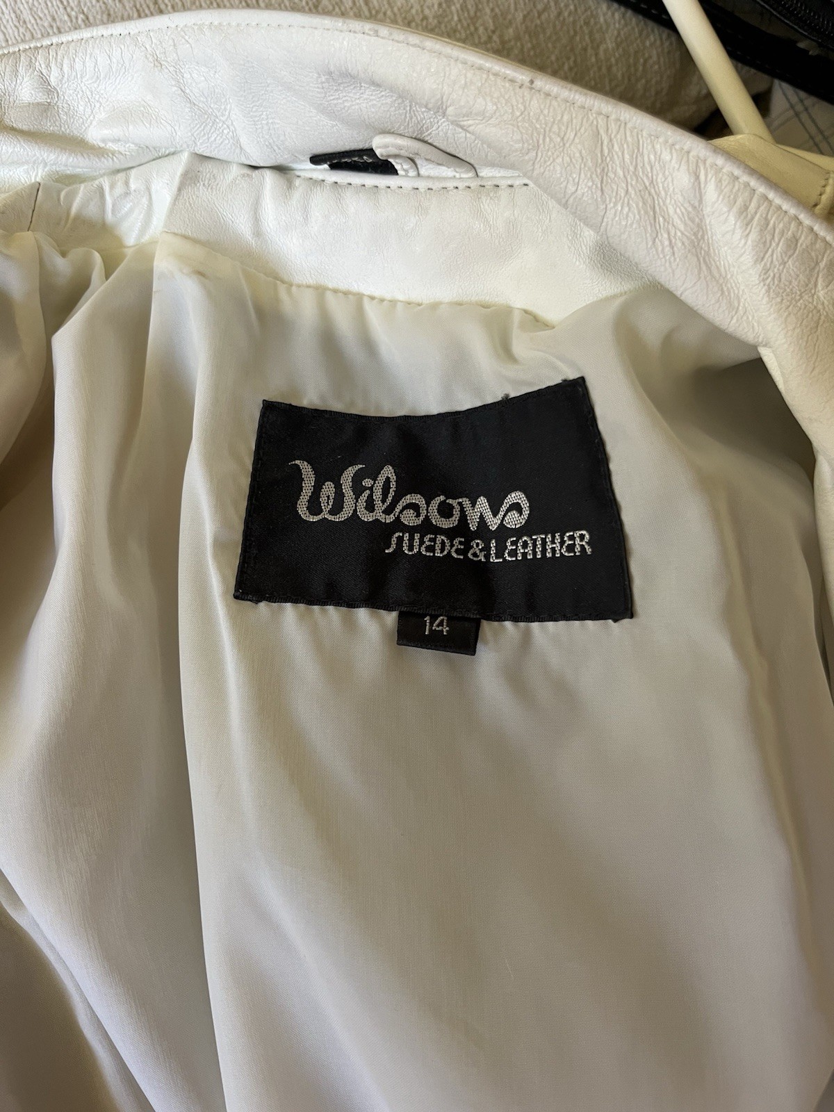 WILSON SUEDE & LEATHER White VINTAGE! 80’s GLAM ROCK Zippered Jacket Sz 14