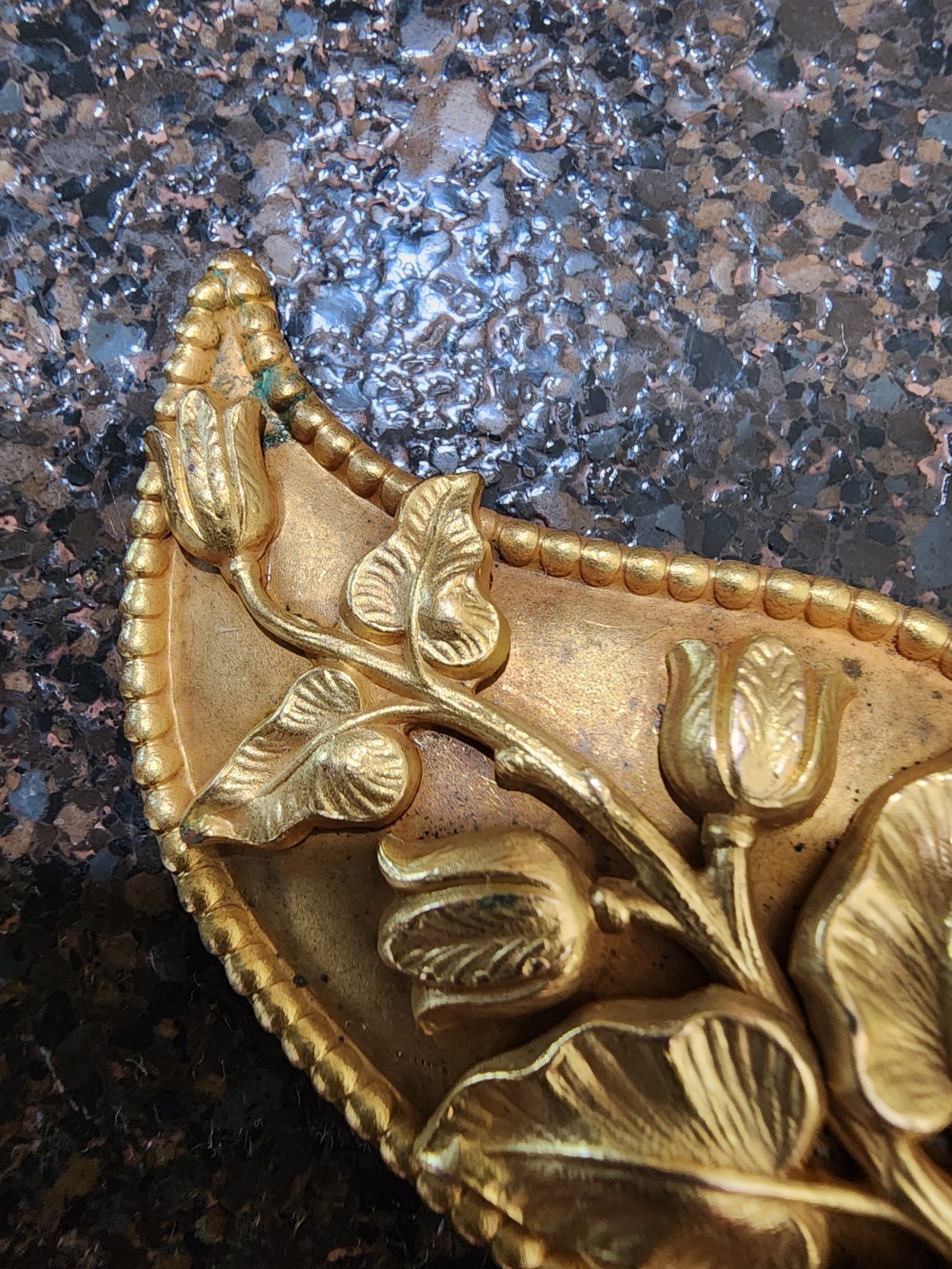 Art Nouveau Brass Gilt Floral 2 Piece Antique Belt Sash Buckle Victorian