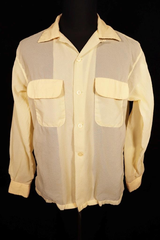 Rare Collector’s Vintage 1930’s-1940’s Yellow Waffle Nylon Shirt Large Exc Cond