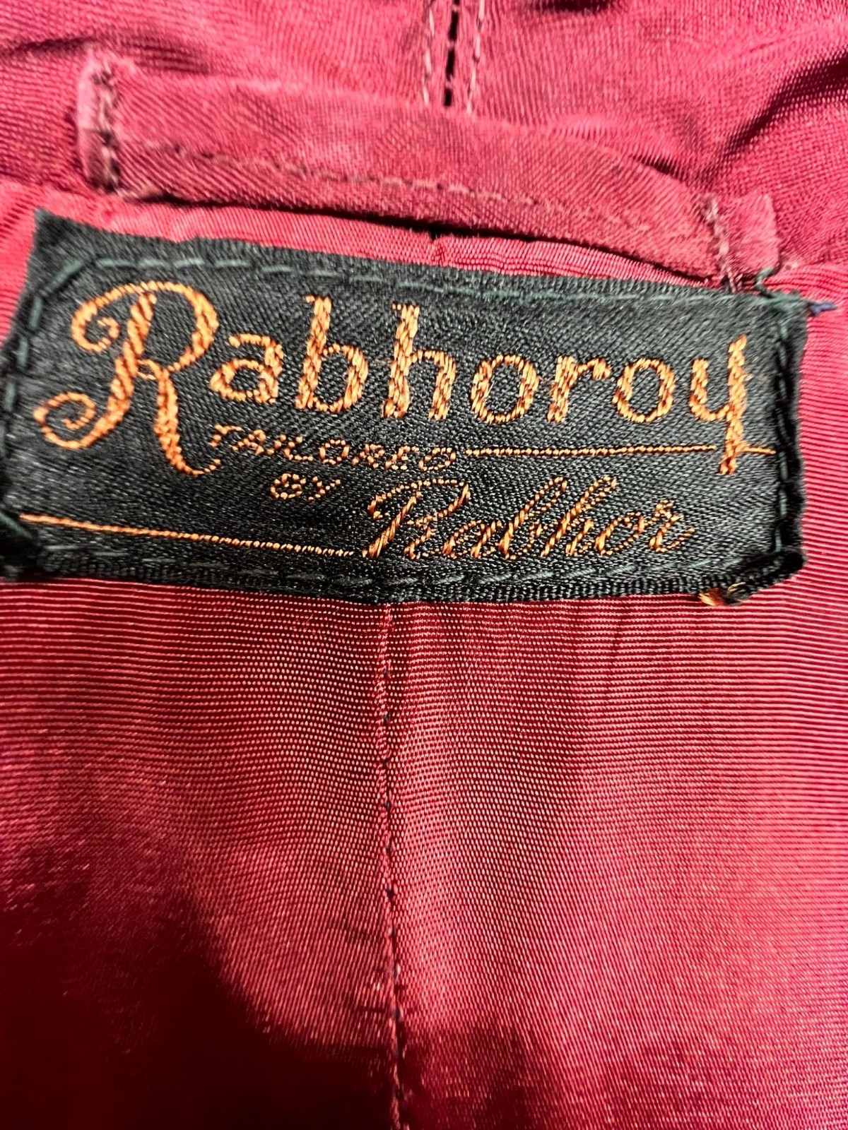 Vintage Rabhor Mens Corduroy Smoking Robe Long Sleeve Burgundy Stripe Pocket