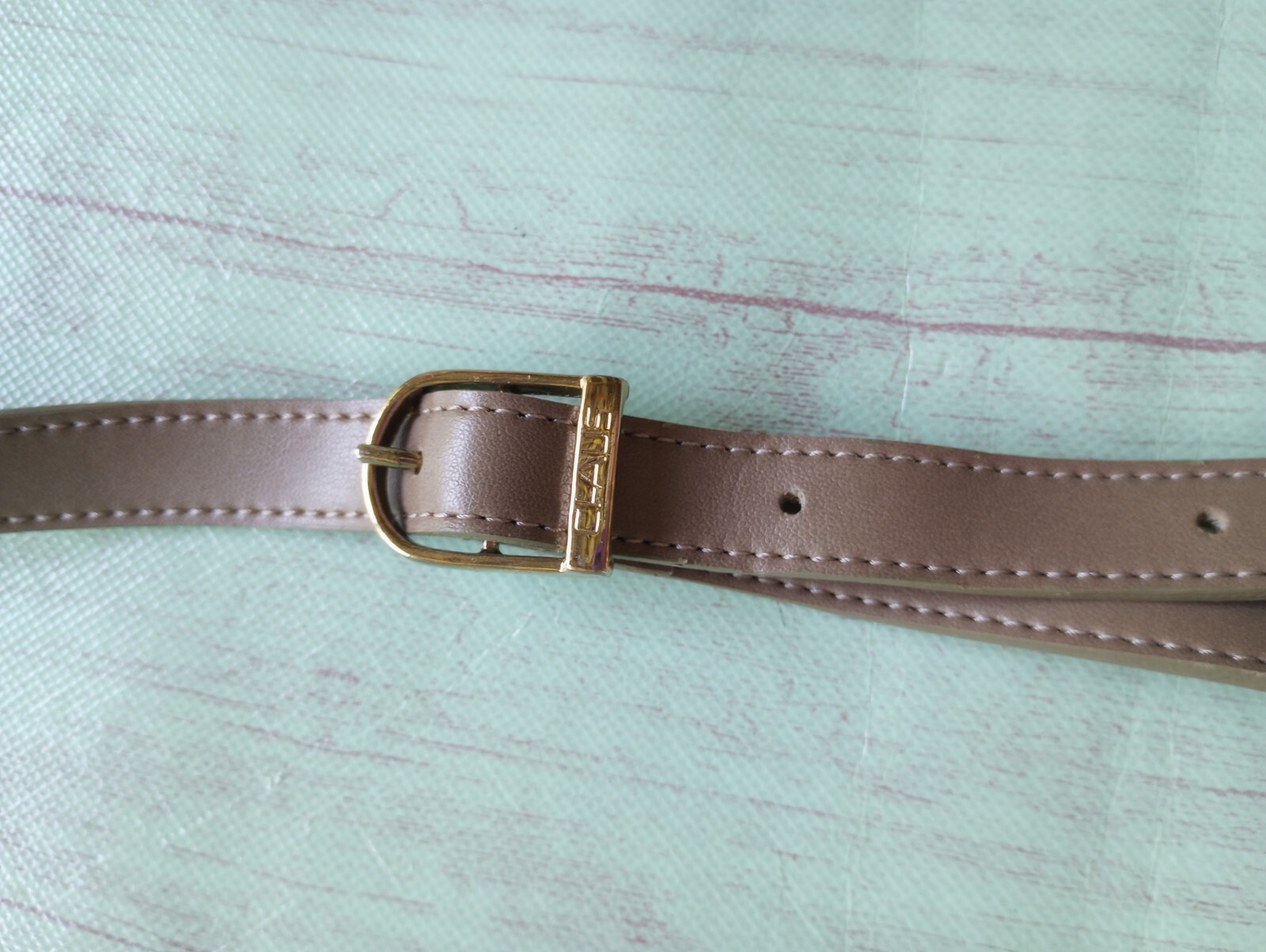CHAUS CROSSBODY SHOULDER BAG Tan Textured LEATHER Made in Korea