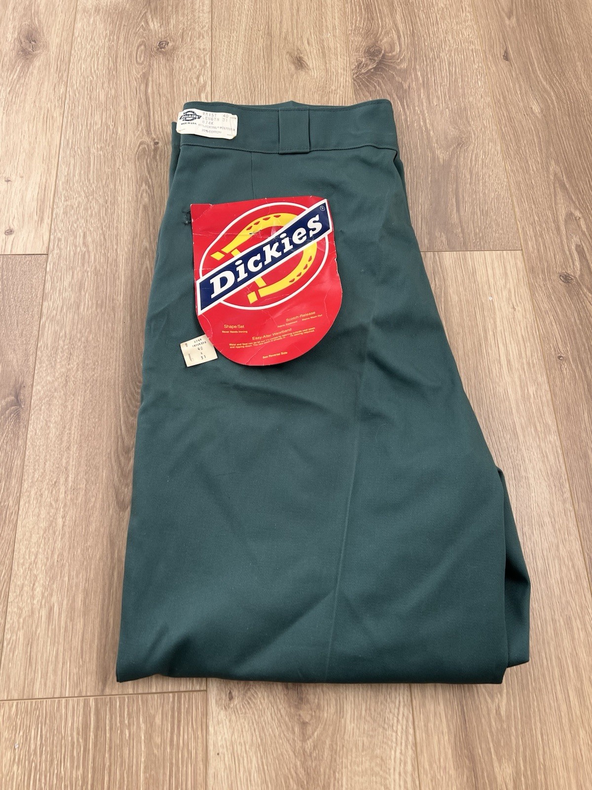 Vintage 80s Dickies Twill Work Pants Mens 40×31 Made in USA Teal Green Chinos