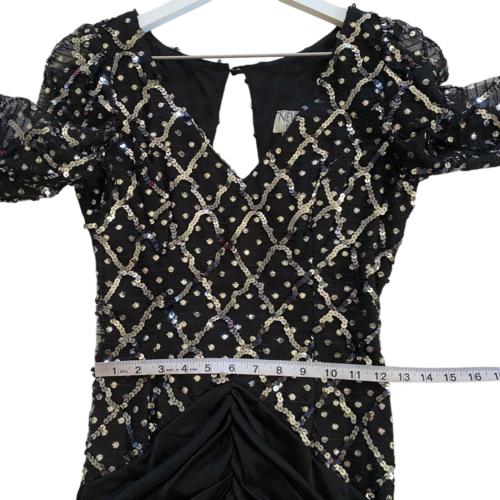 NWT $160 Vintage 80s New Leaf by Samir Cocktail Sequins Disco Dress Size 11/12