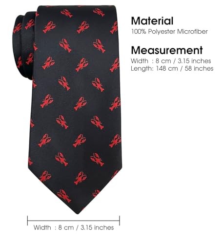 Animal Pattern Ties | Neckties for Men | Microfiber 3.15″ Lobster – Black