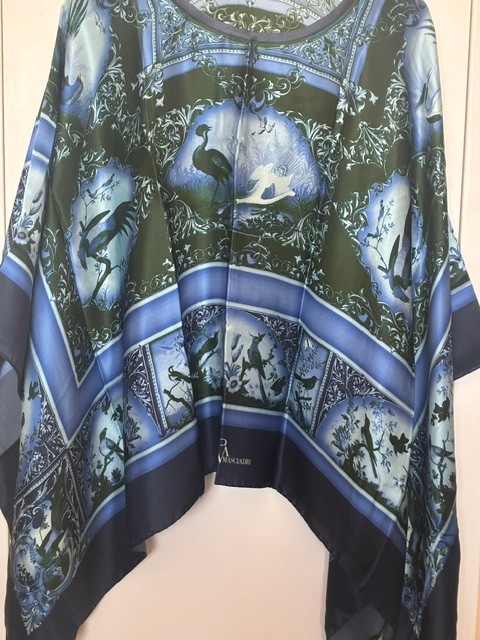 FINE COMO SILK PONCHO BY PIERANGELO MASCIADRI BELLAGIO ITALY- RAINERIS