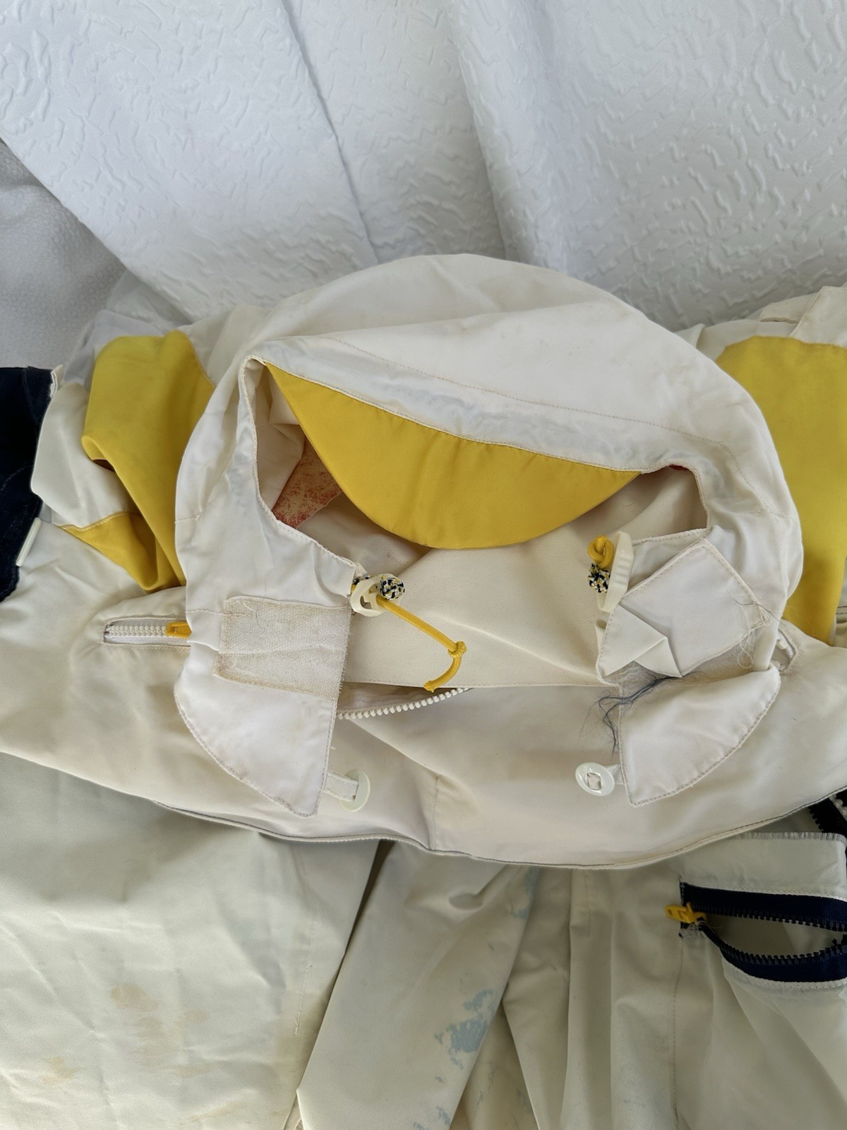 VTG 90s Men’s SAILING Jacket Medium White Blue Yellow WATERPROOF Made In ENGLAND