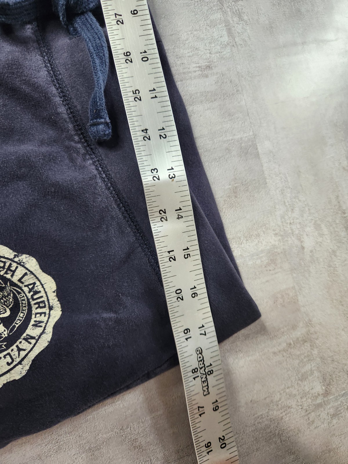 Vintage Polo Jeans Co Navy Blue Wide Leg Sweatpants with Varsity Crest Emblem