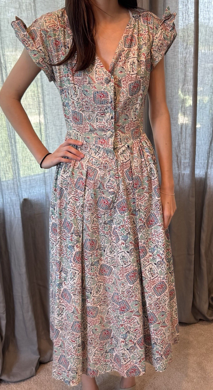 Vintage 50’s Dale Lynn Women’s Dress Abstract Cotton Party Fit And Flare