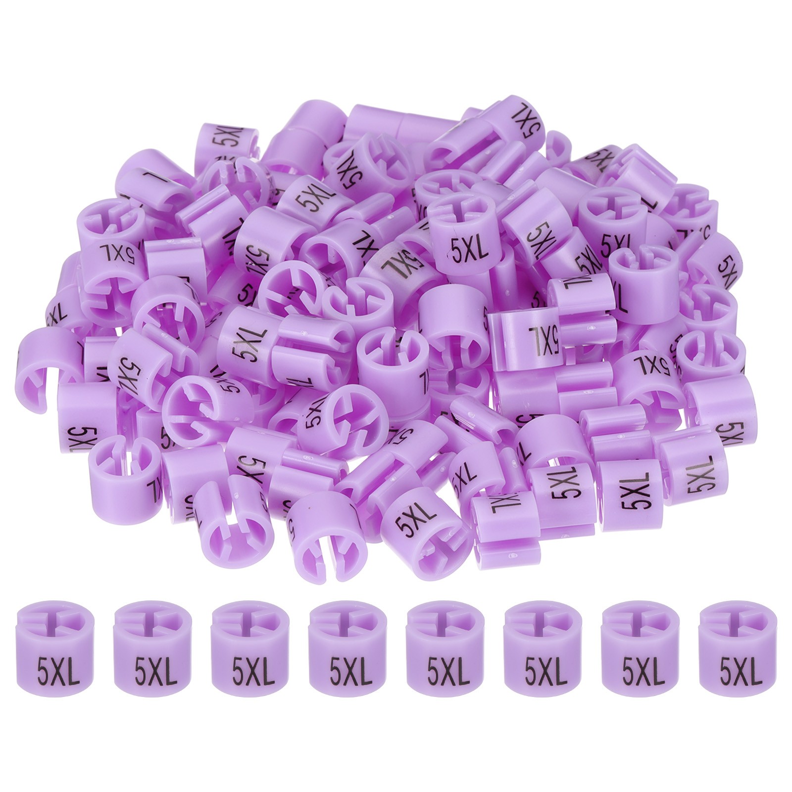 120 Pcs Clothes Hanger Markers, 5XL Size Tag Fit 3mm Rod, Light Purple