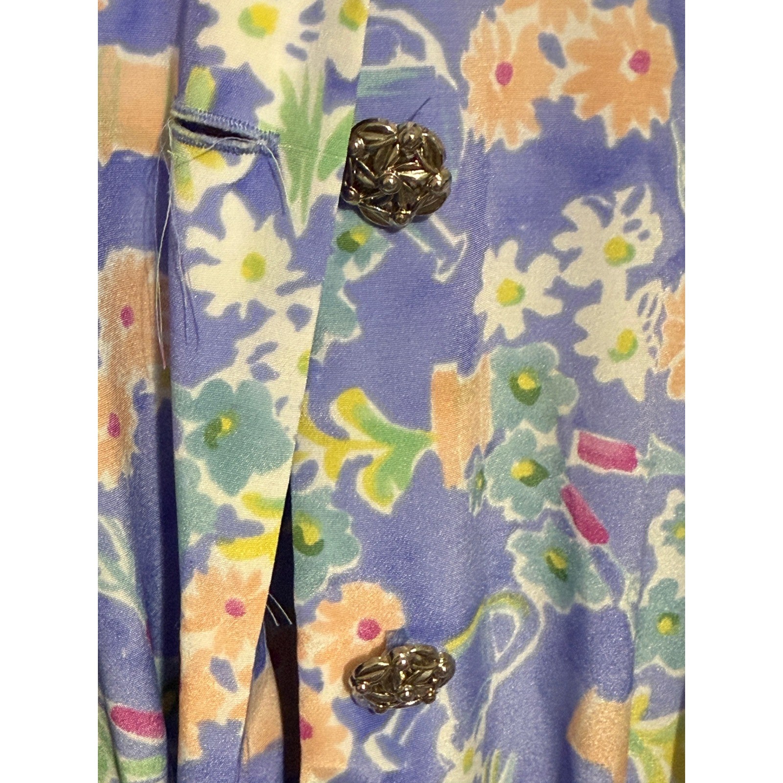Vintage 80s Leslie Fay Floral Garden Print Belted Midi Dress Blue Purple Size 14