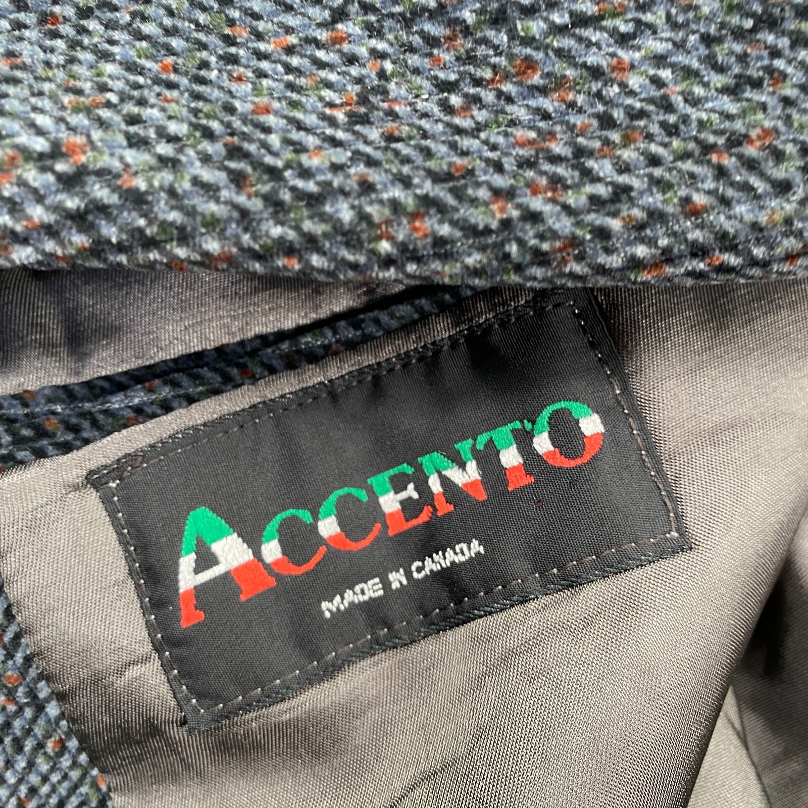 Vintage Accento Tweed Single Breasted Blazer Jacket Elbow Patches Men’s Size 44