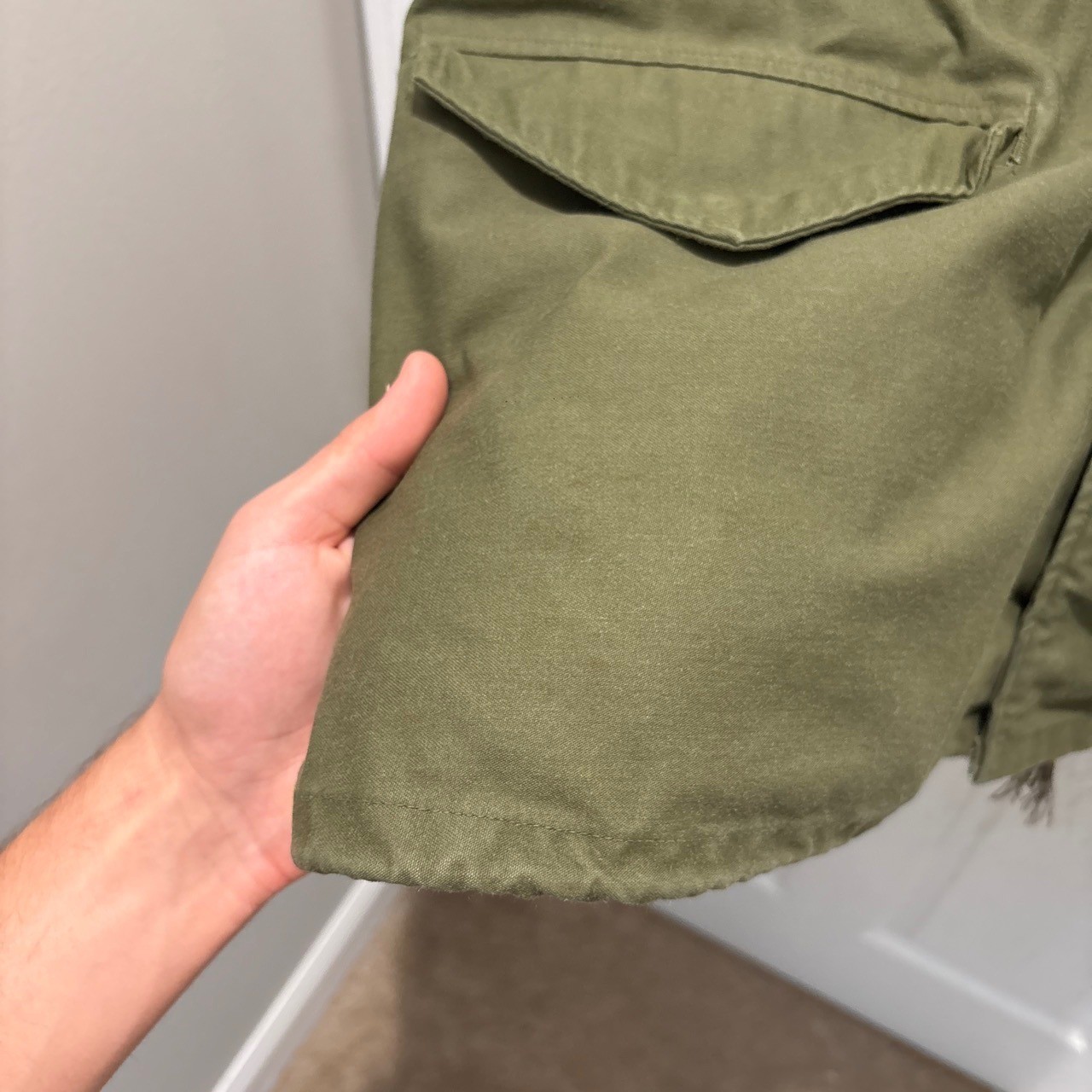 Vintage 80s US Army OG 107 Field Jacket Olive Green Military Coat Medium Long