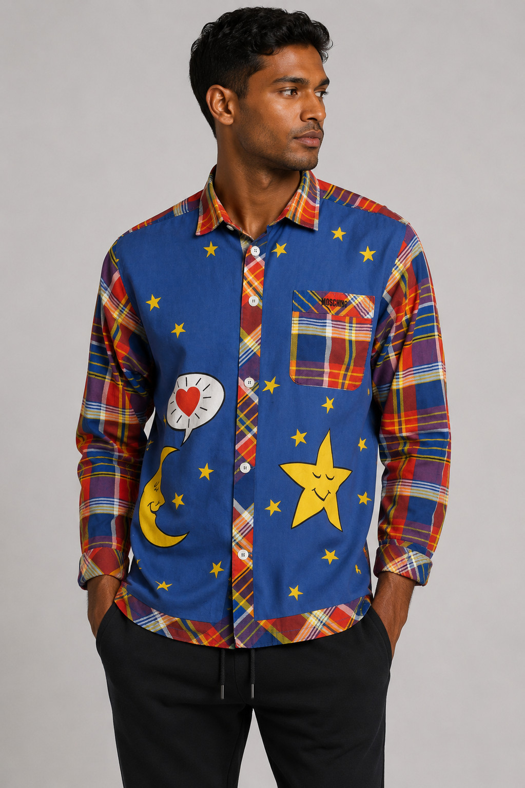 MOSCHINO CHEAP AND CHIC – 1990s Cotton Novelty Pajama Shirt, Size-Medium