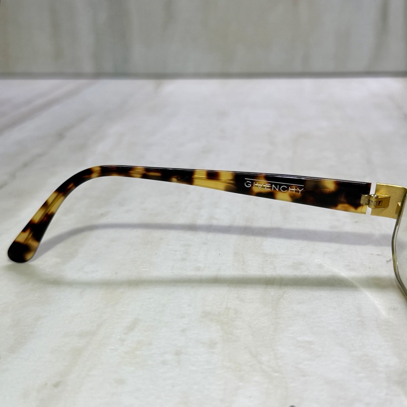 Vintage Givenchy Eyeglass Frames Gold Octagonal Geometric Tortoise Shell 132 TOR