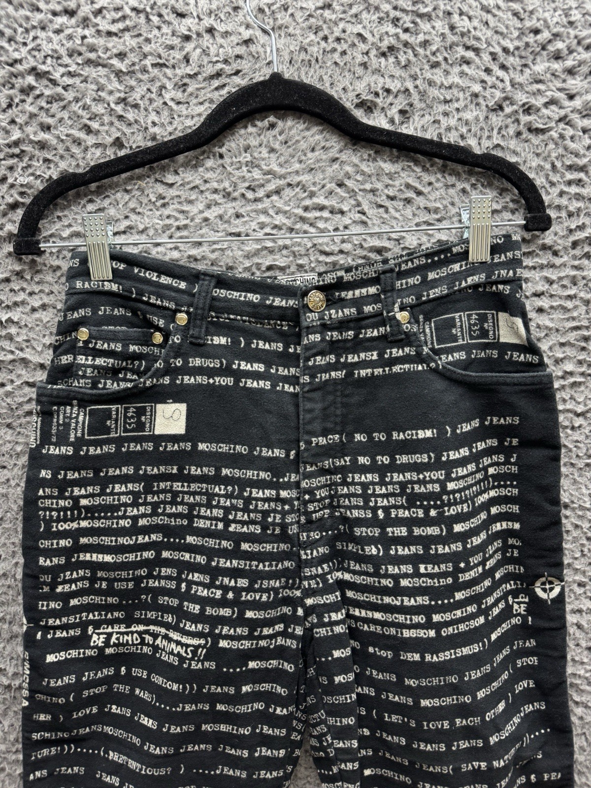 Vintage Moschino 90’s All Overprint Jeans Pants Size 30 in Black