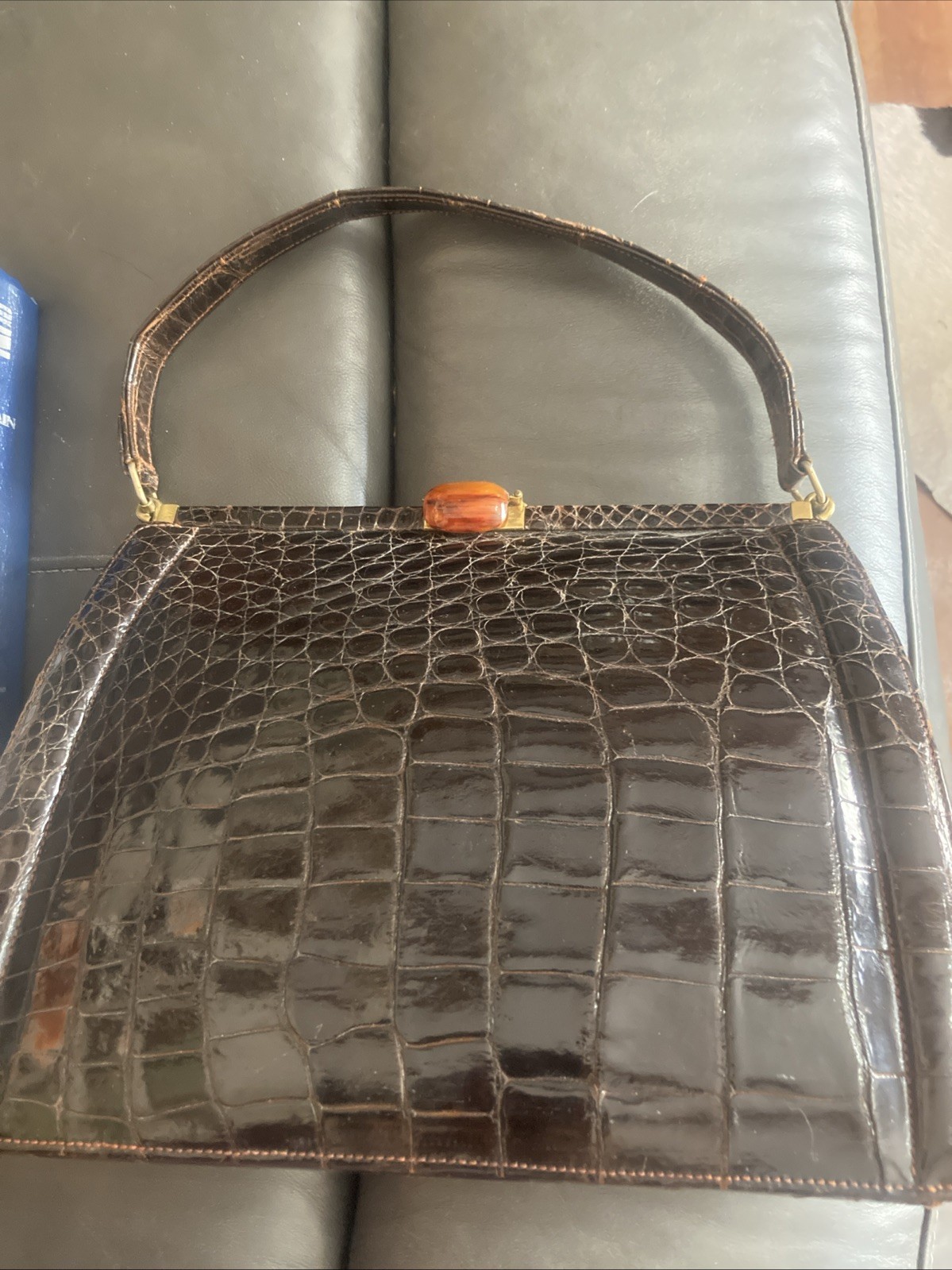 Vintage Kow Hoo Hong Kong Crocodile? Purse Mid Century Modern Handbag