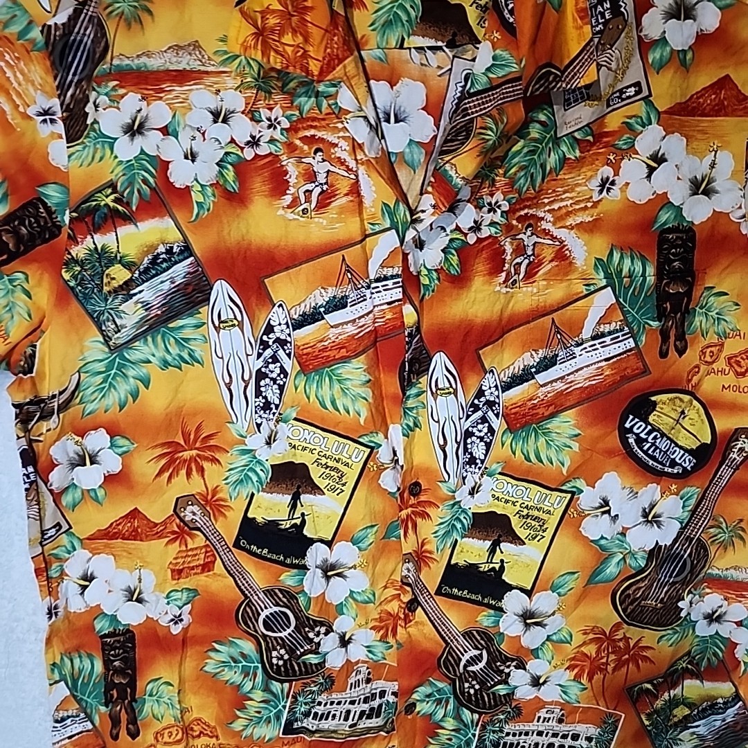 Vtg Winnie Fashion Men 2XL Hawaiian Aloha Ukulele Party Surfer Tiki Summer Shirt