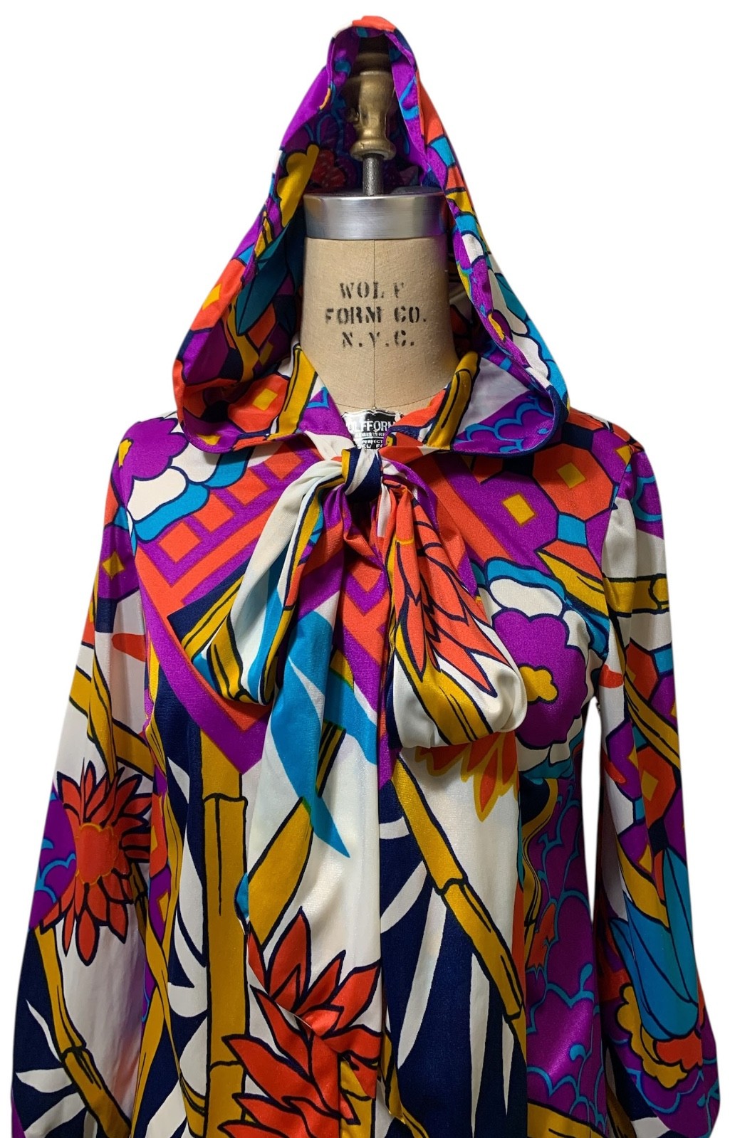 COLE of CALIFORNIA Vintage 70s Women’s Hooded Beach Cover-Up Caftan Dress Sz M/L