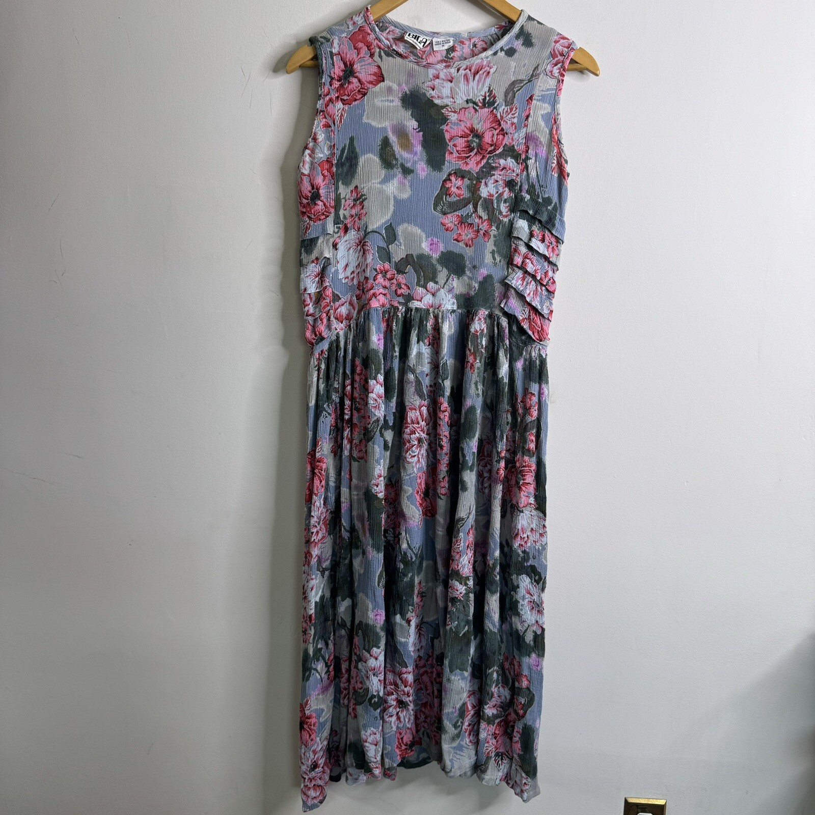 Vintage Lavender Floral Midi Shift Dress Indie Fairy Grunge 90s M