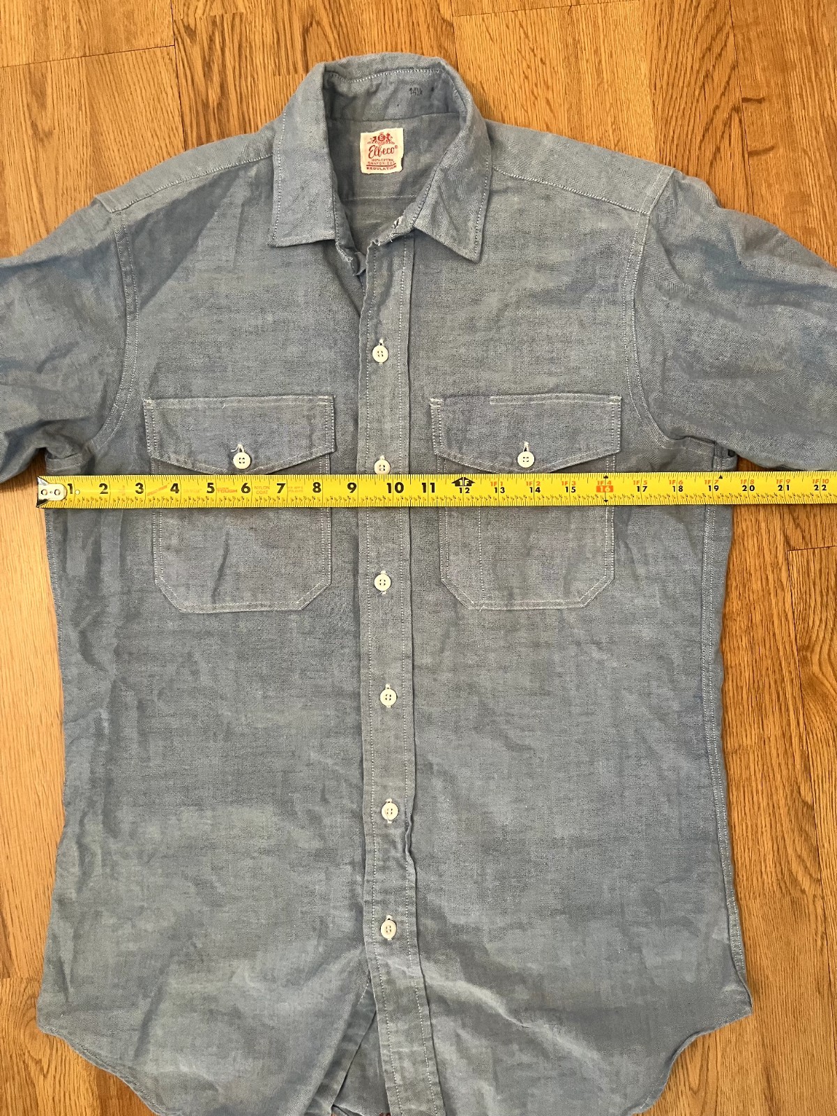 Vintage 50s/60s Elbeco Sanforized Western Chambray Button Up Shirt Made In USA